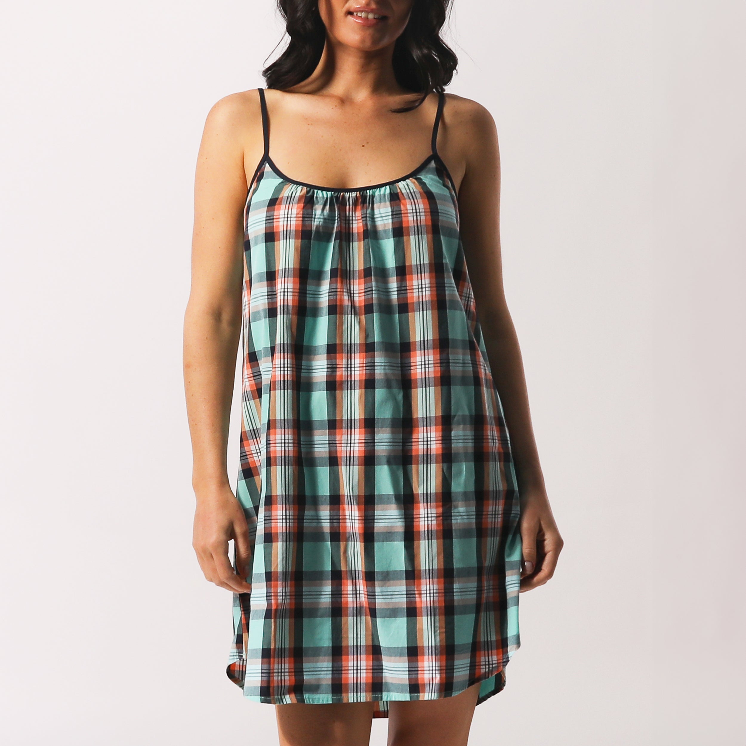 Women's Beachy Check Woven Chemise - Sky Blue - Image 5