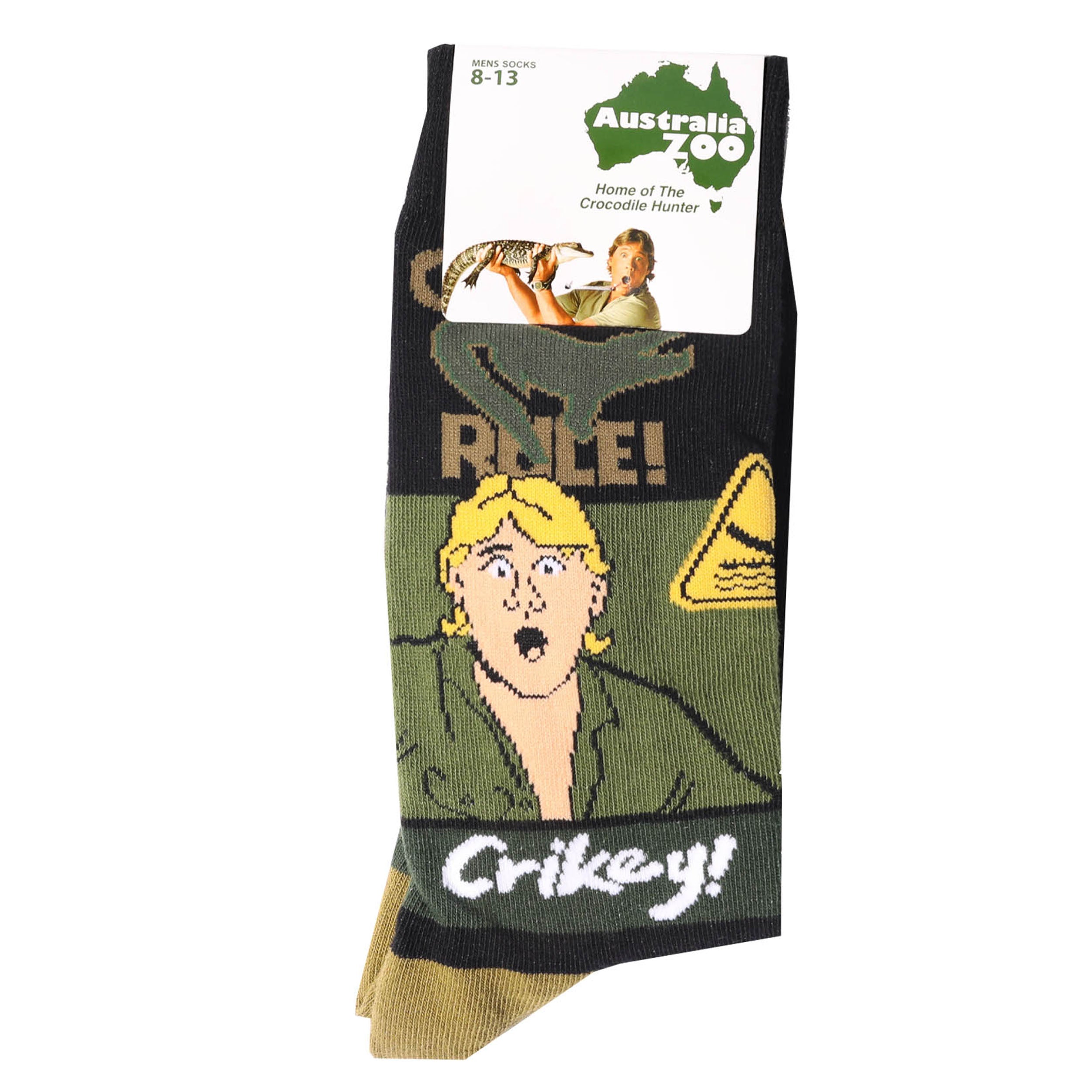 Men's Australia Zoo Crikey Cotton Crew Socks - Green - Image 2