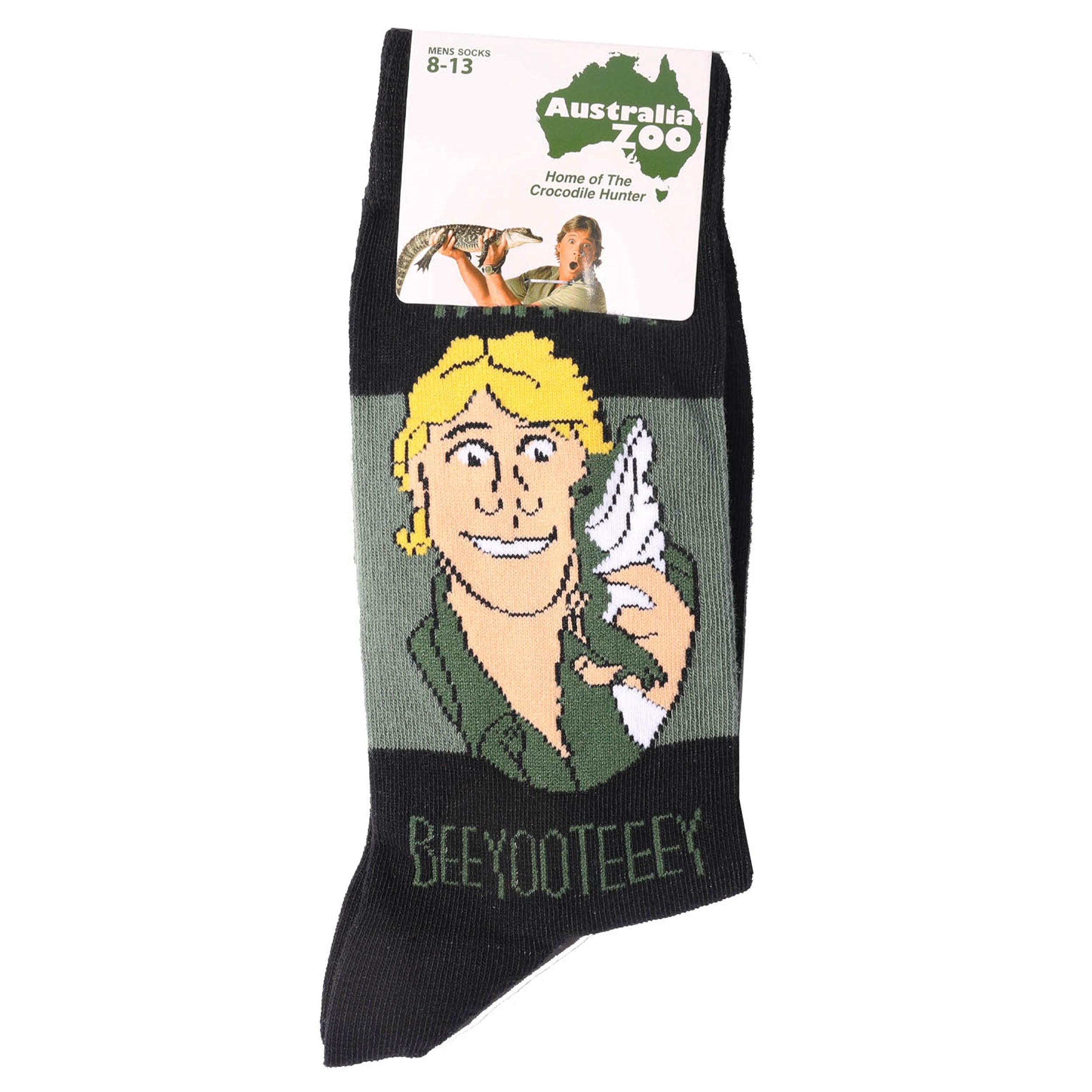 Men's Australia Zoo Beeyooteeey Cotton Crew Socks - Green - Image 2