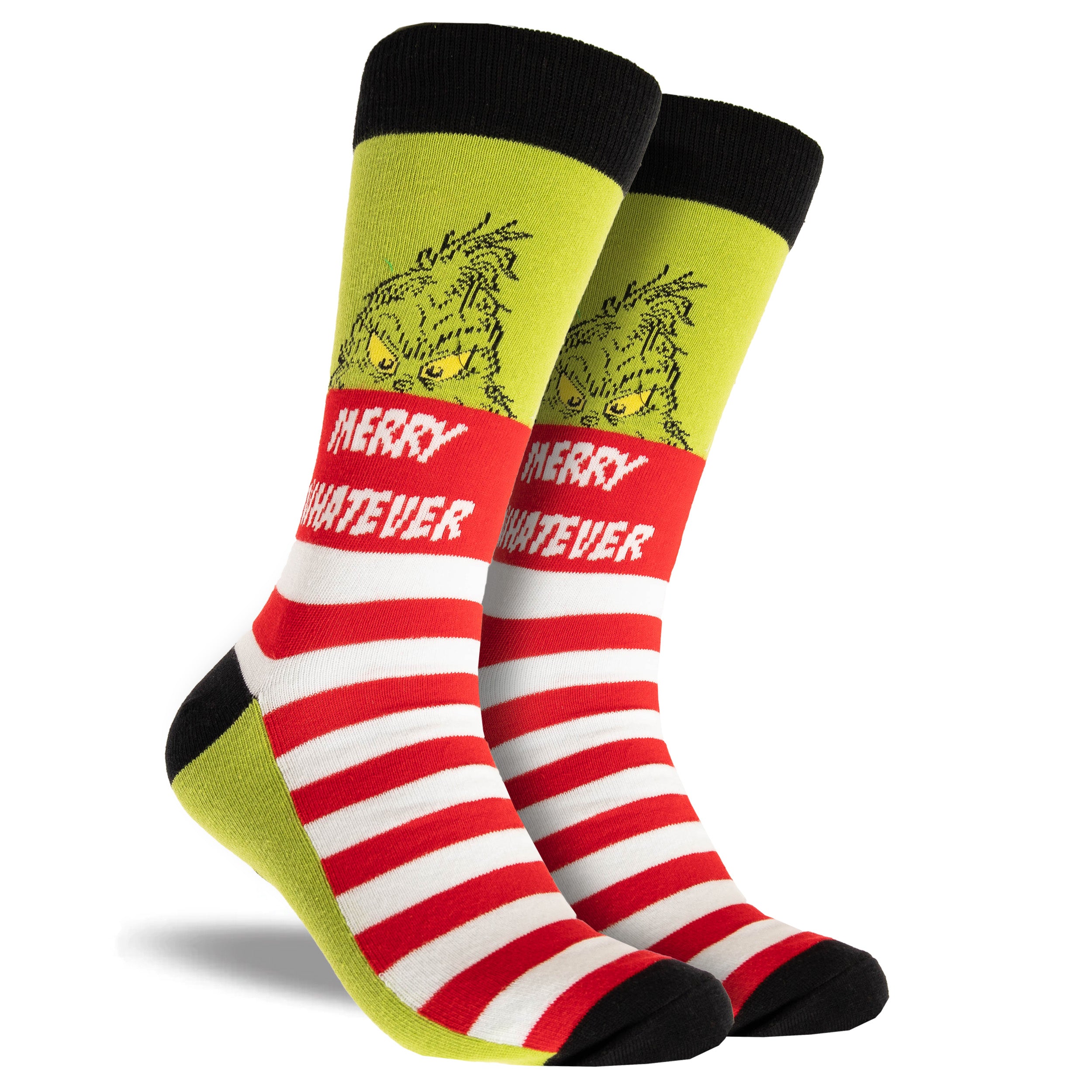 Men's Grinch Whatever Cotton Crew Socks 3 Pack Gift Box - Red & Green - Image 3