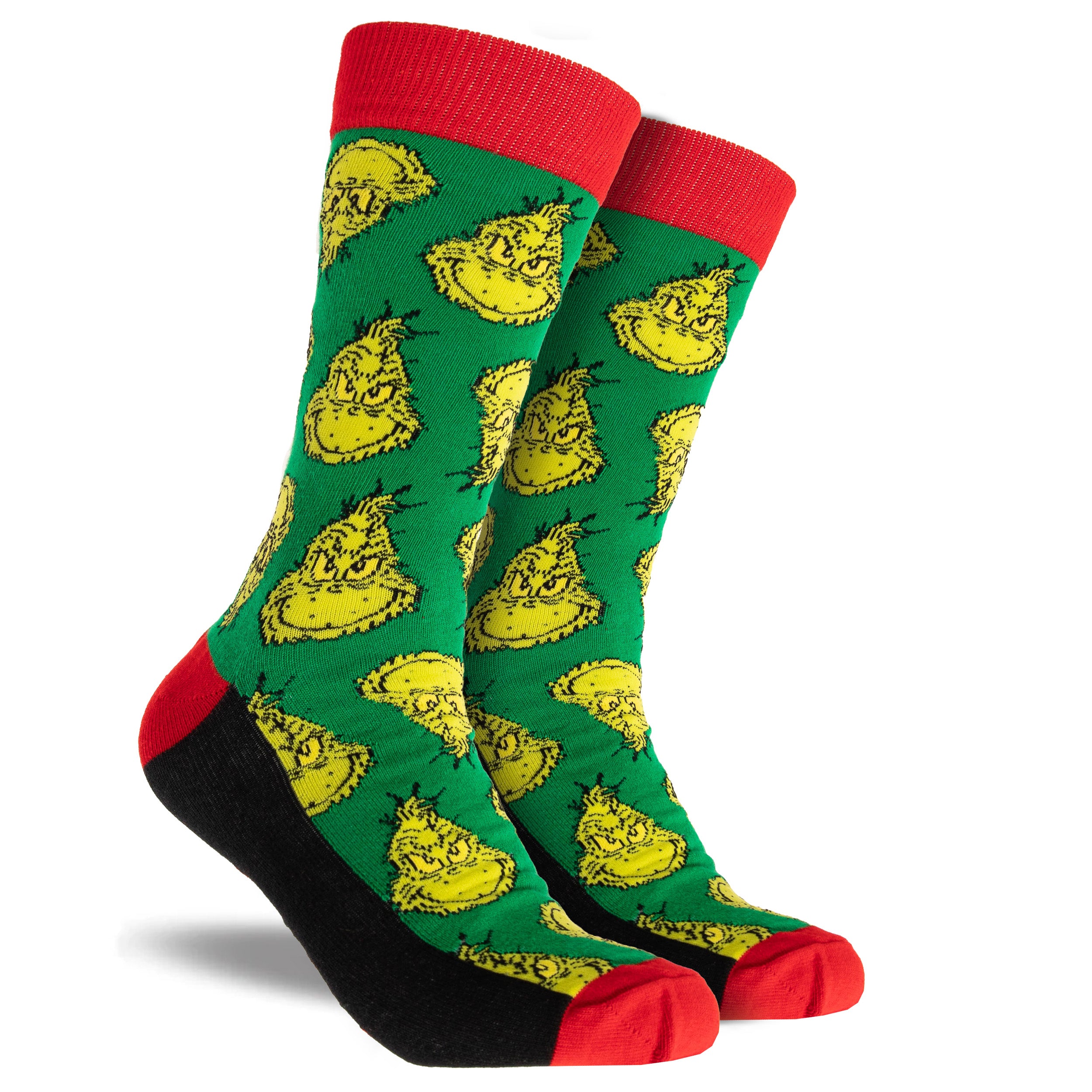 Men's Grinch Whatever Cotton Crew Socks 3 Pack Gift Box - Red & Green - Image 5