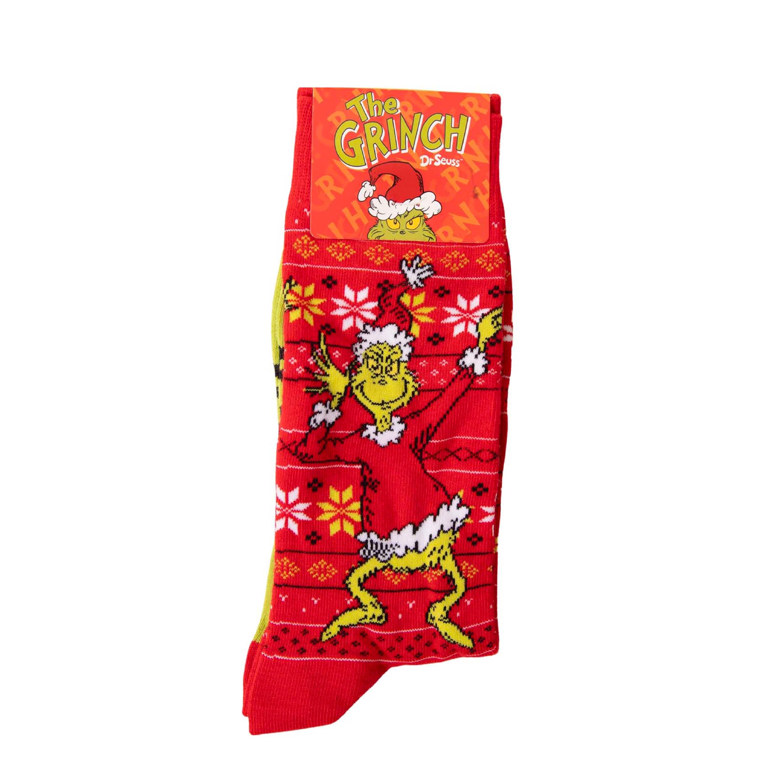 Men's Grinch Dance Cotton Crew Socks - Red - Image 2