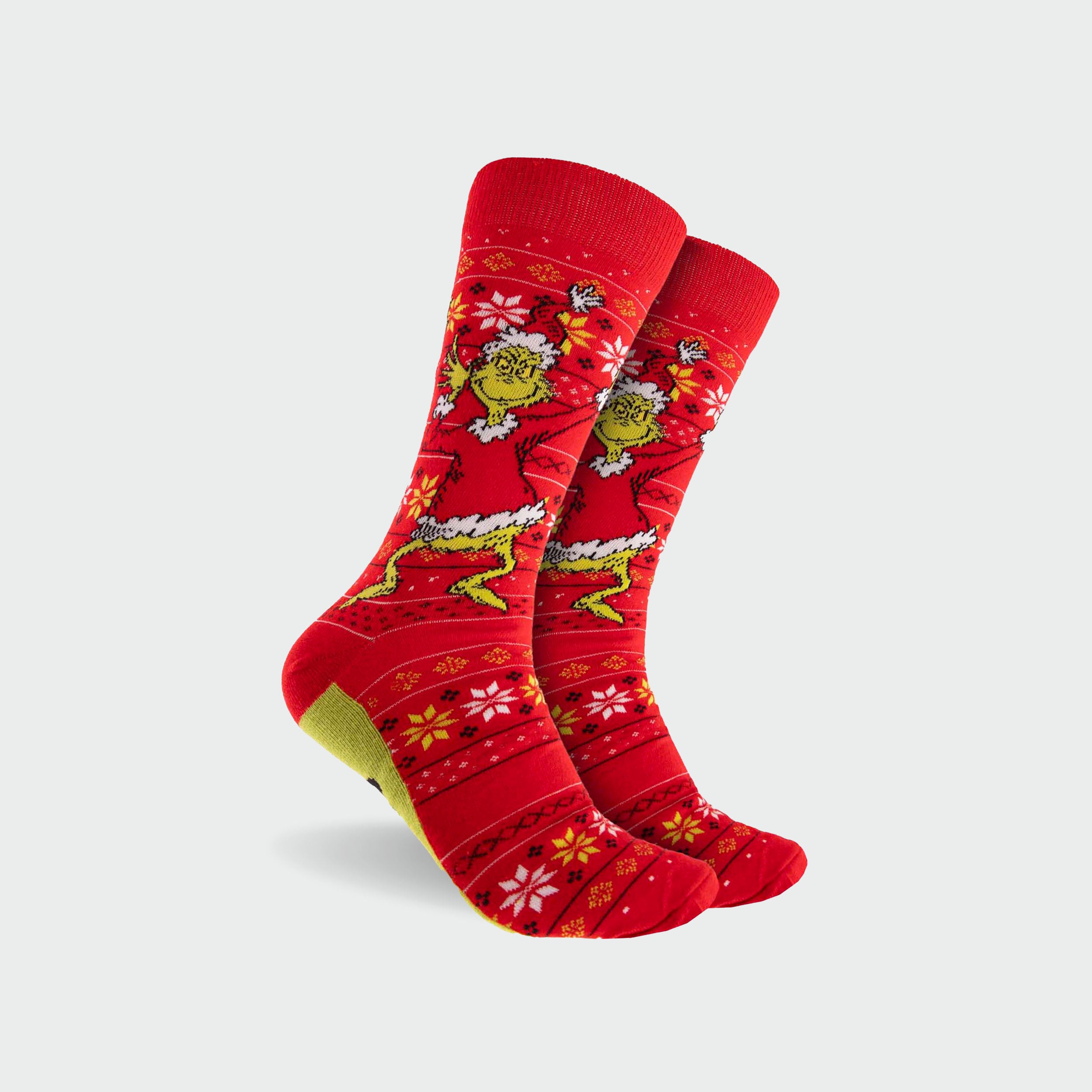 Men's Grinch Dance Cotton Crew Socks - Red - Image 1