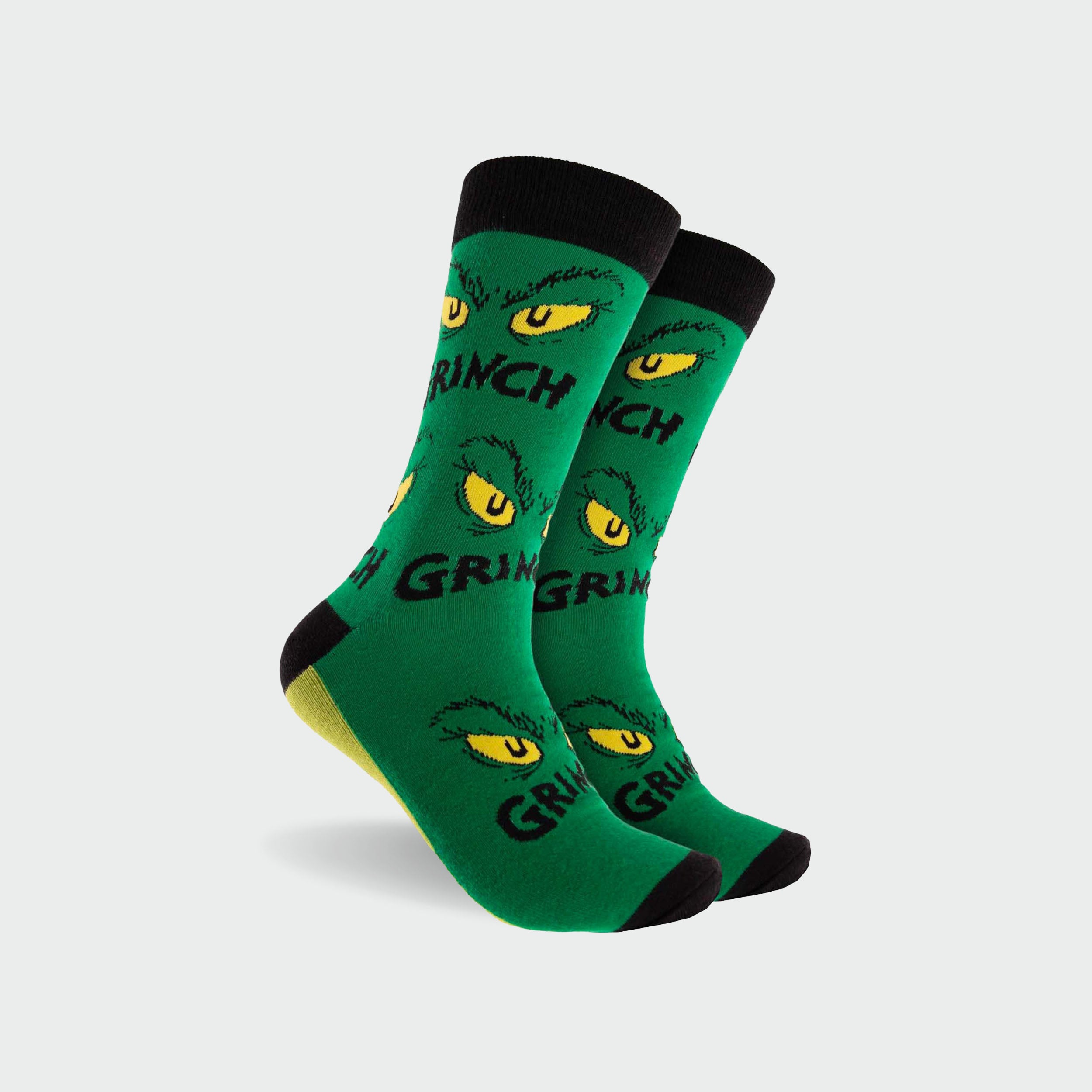 Men's Grinch Eyes Cotton Crew Socks - Green - Image 1