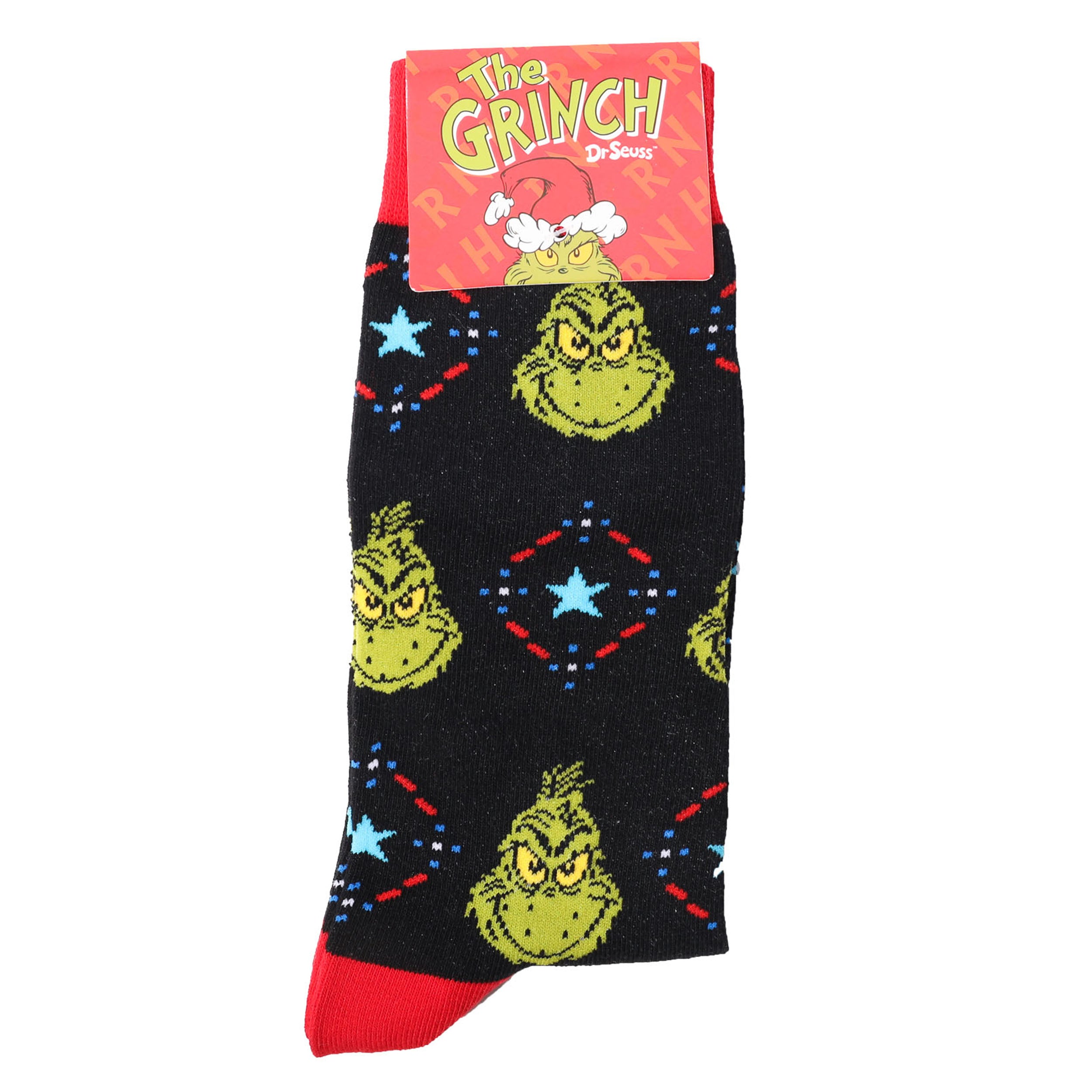 Men's Grinch Faces Cotton Crew Socks - Black - Image 2