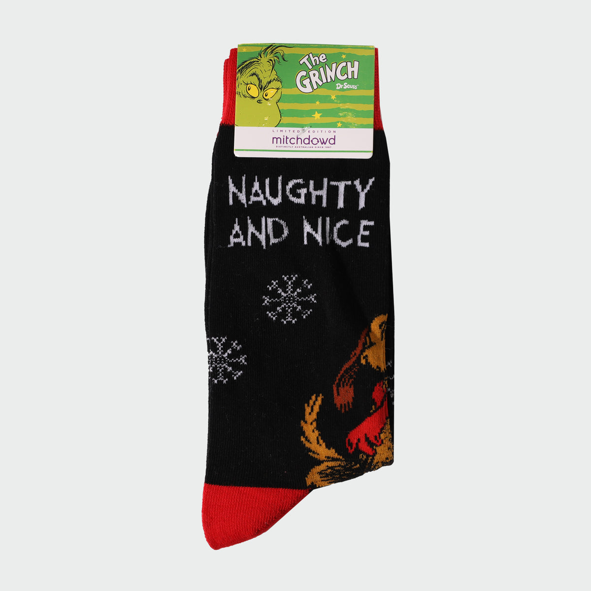 Mitchdowd Mens Grinch Naughty and Nice Socks