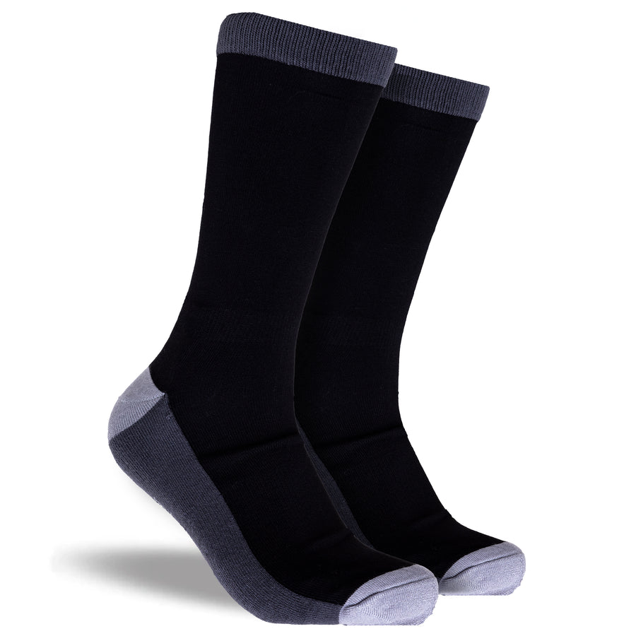 Men's Plain Bamboo Comfort Crew Socks 2 Pack - Black Model Image # 1
