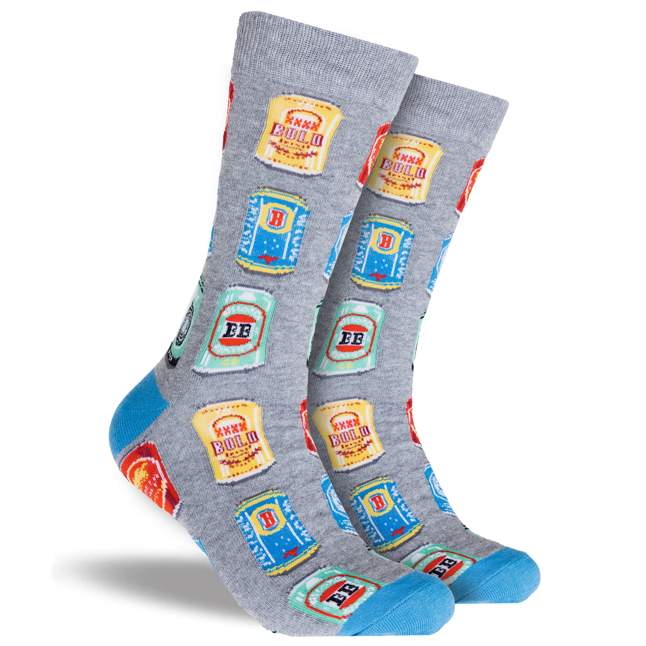 Men's Beer Cotton Crew Socks Model Image 5