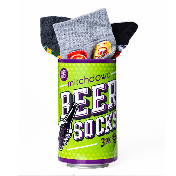 Men's Beer Cotton Crew Socks 3 Pack Gift Box - Greys