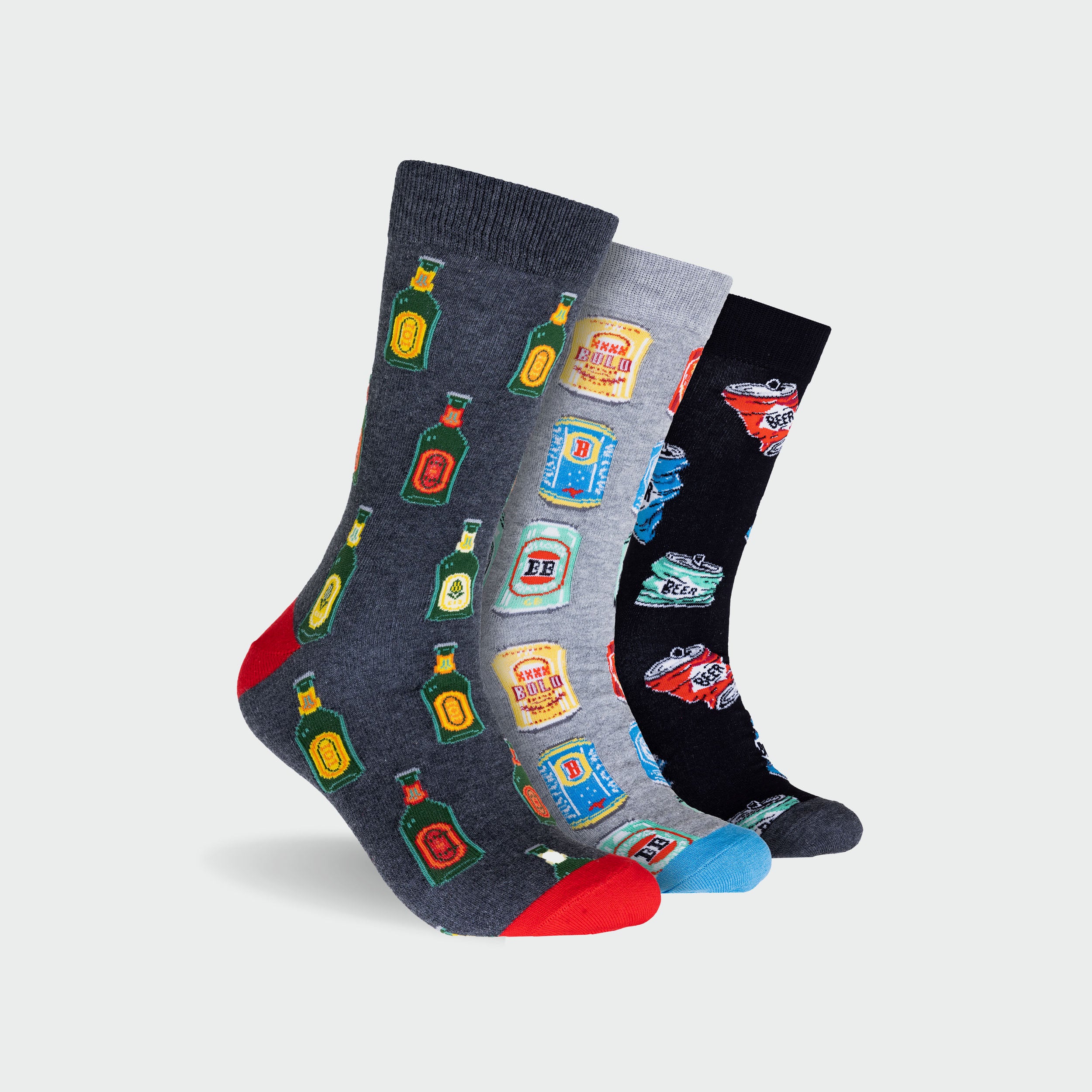 Men's Beer Cotton Crew Socks Model Image 2