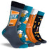 Men's Crafty Beer Cotton Crew Socks 4 Pack Gift Box with Stubbie Holder - Blues & Greys
