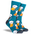 Men's Crafty Beer Cotton Crew Socks 4 Pack Gift Box with Stubbie Holder - Blues & Greys
