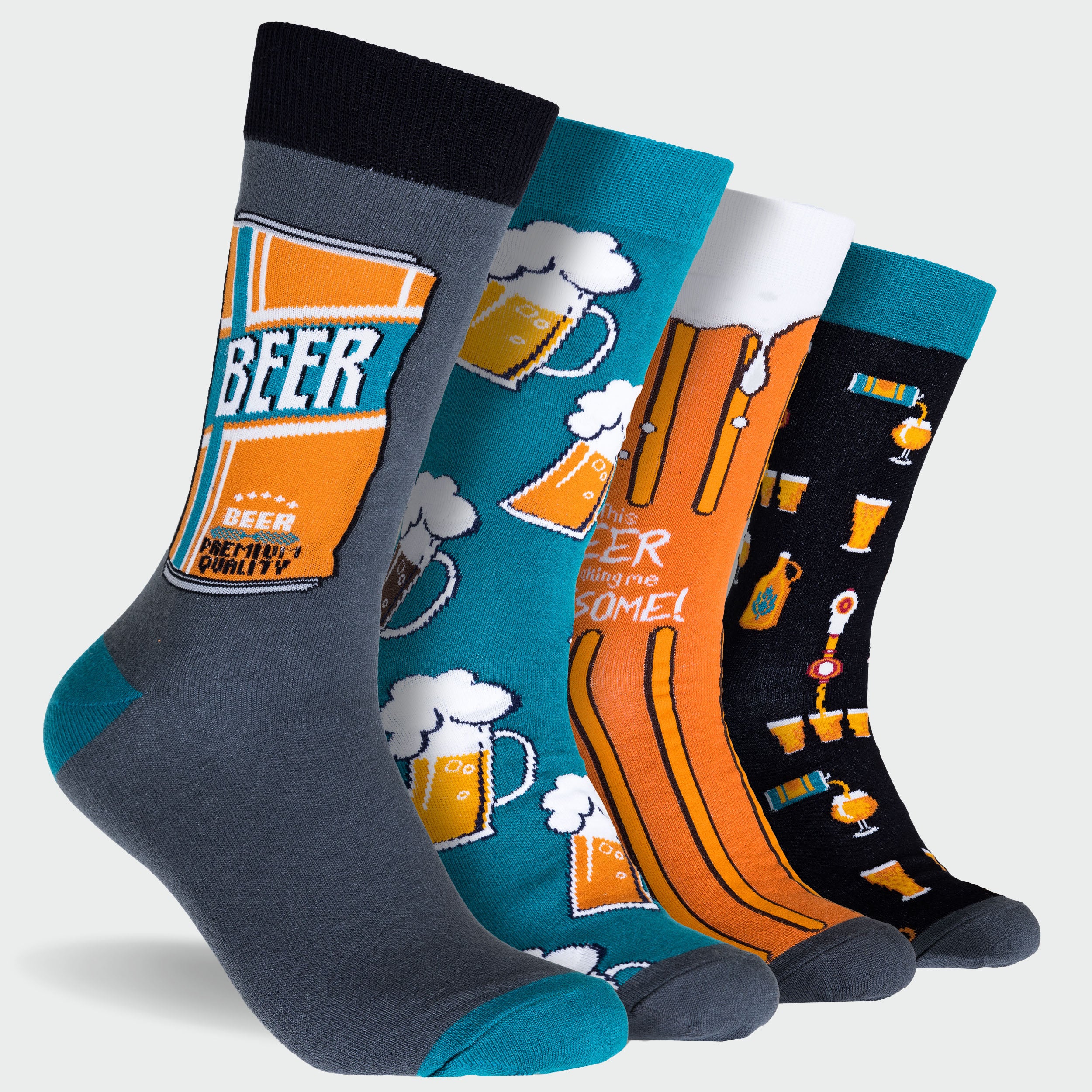 Men's Crafty Beer Cotton Crew Socks Image 2