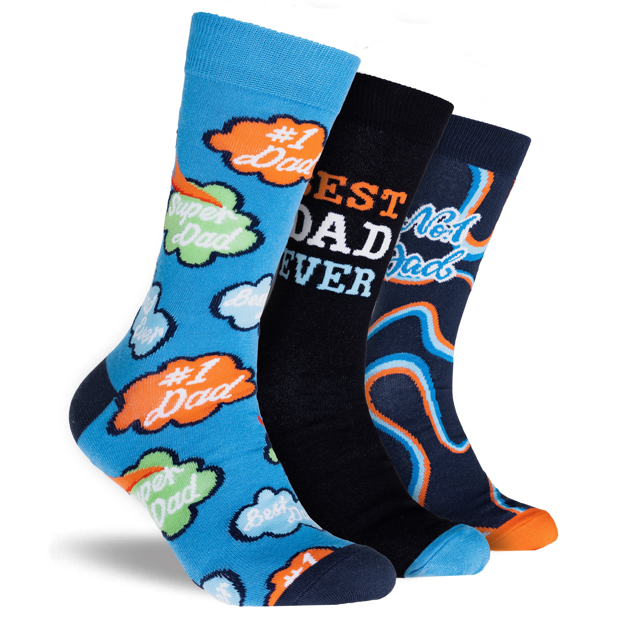 Men's Love U Dad Crew Socks 3 Pack Gift Box - Blues - Image 2