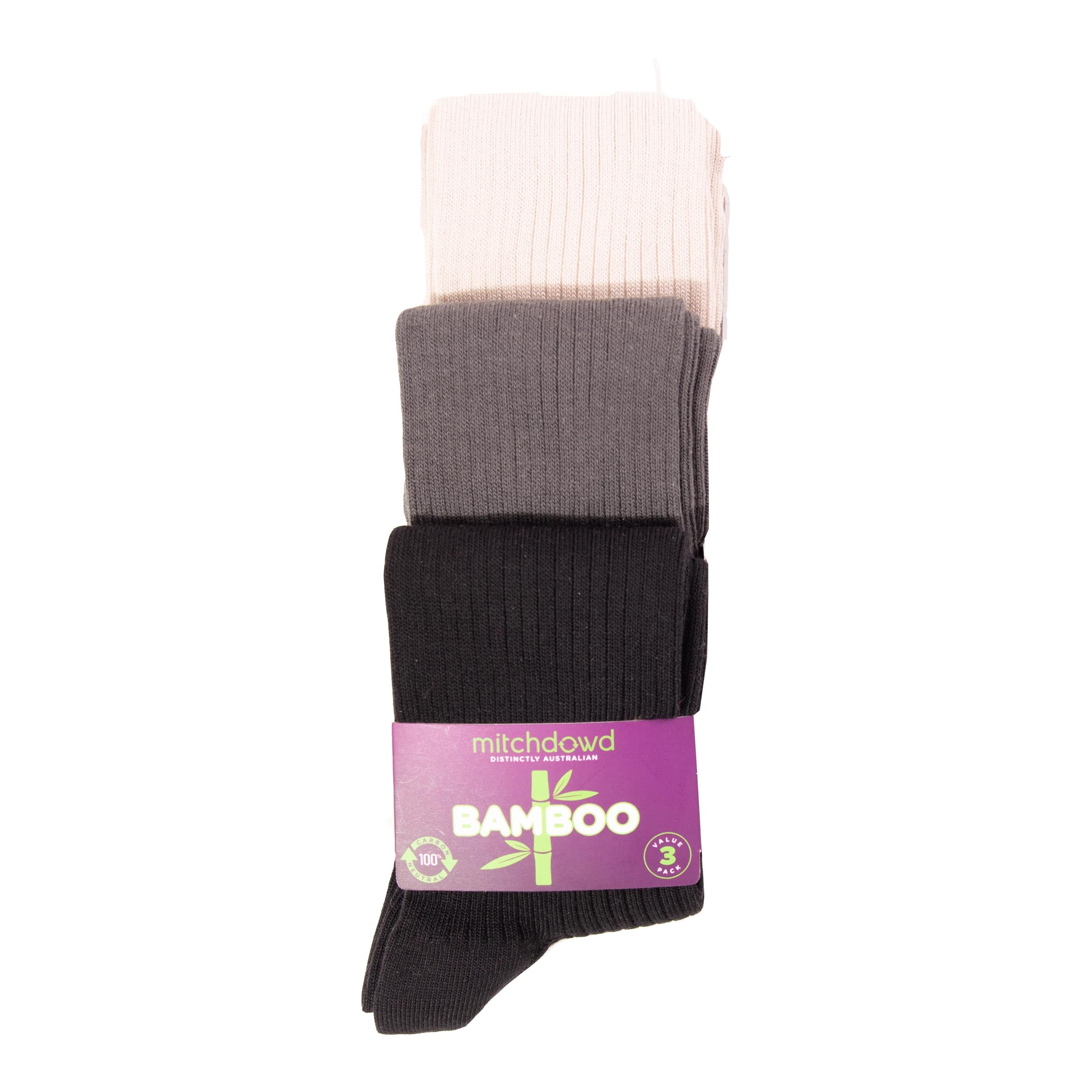 Men's Bamboo Rib Crew Socks 3 Pack - Assorted - Image 2