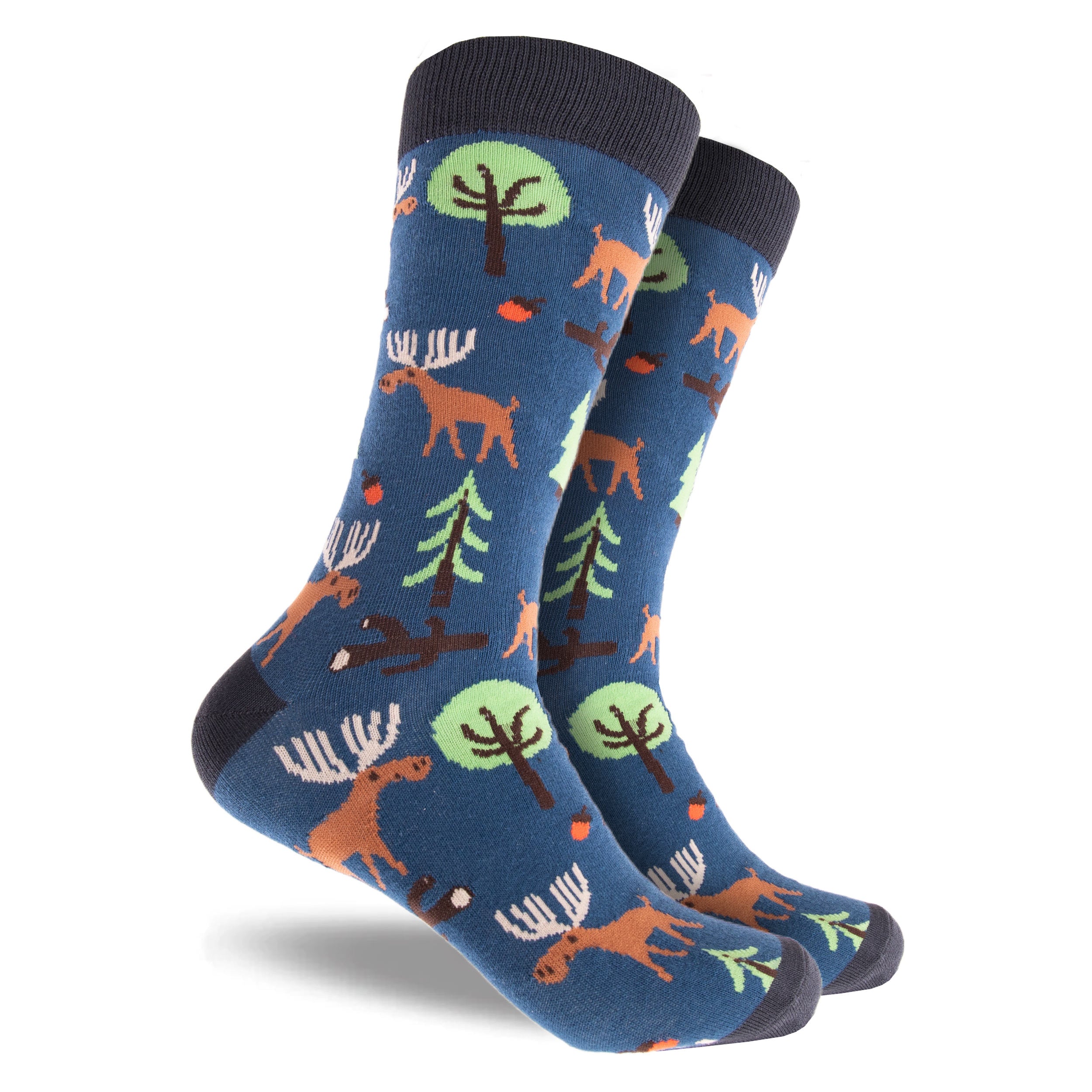 Men's Forest Folk Cotton Crew Socks 3 Pack - Blue & Green - Image 4