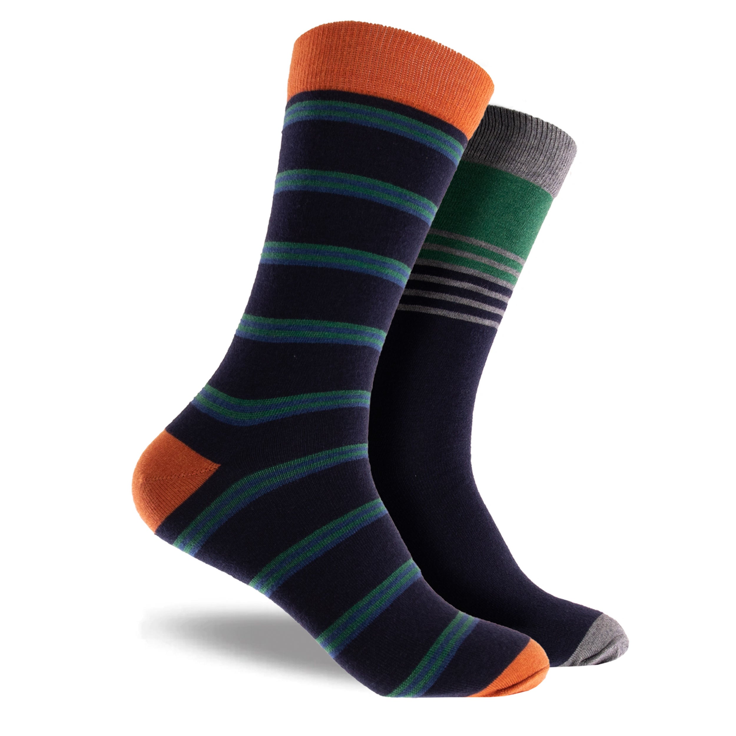 Men's Stripe Wool Crew Socks 2 Pack - Navy - Image 1