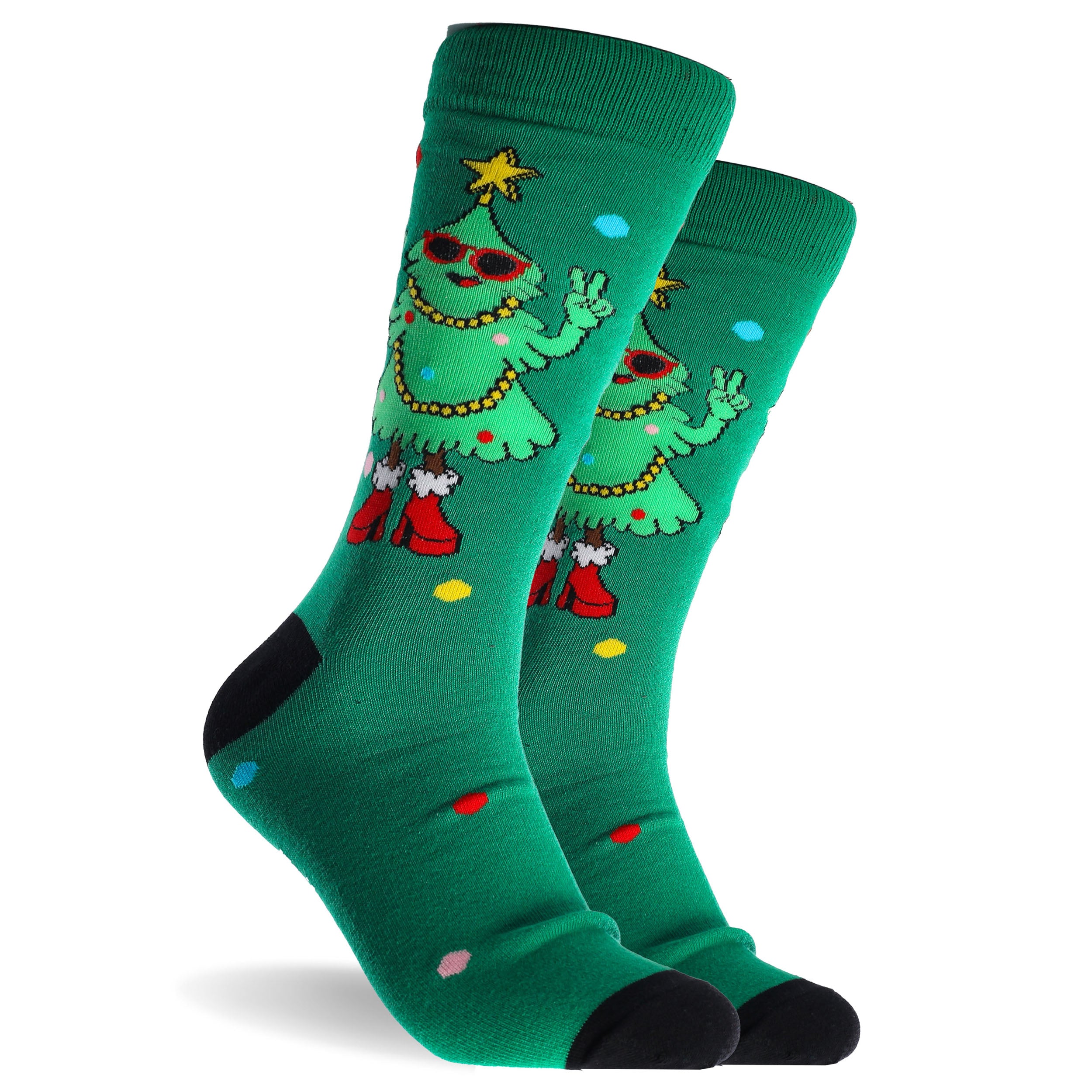 Men's Boxed In Santa Cotton Crew Socks 3 Pack - Green & Red - Image 4