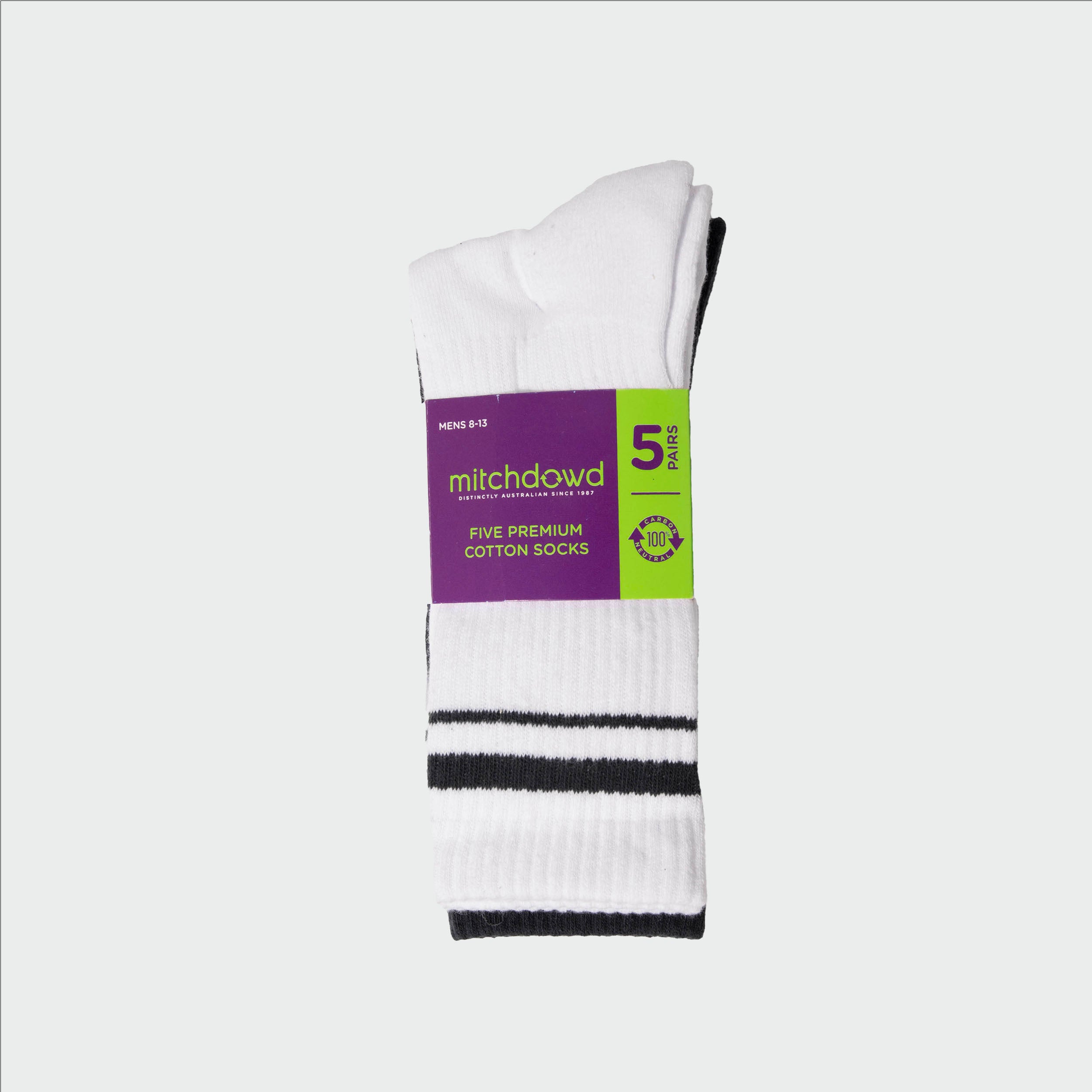 Men's Sport Crew Socks 5 Pack - White Assorted - Image 7