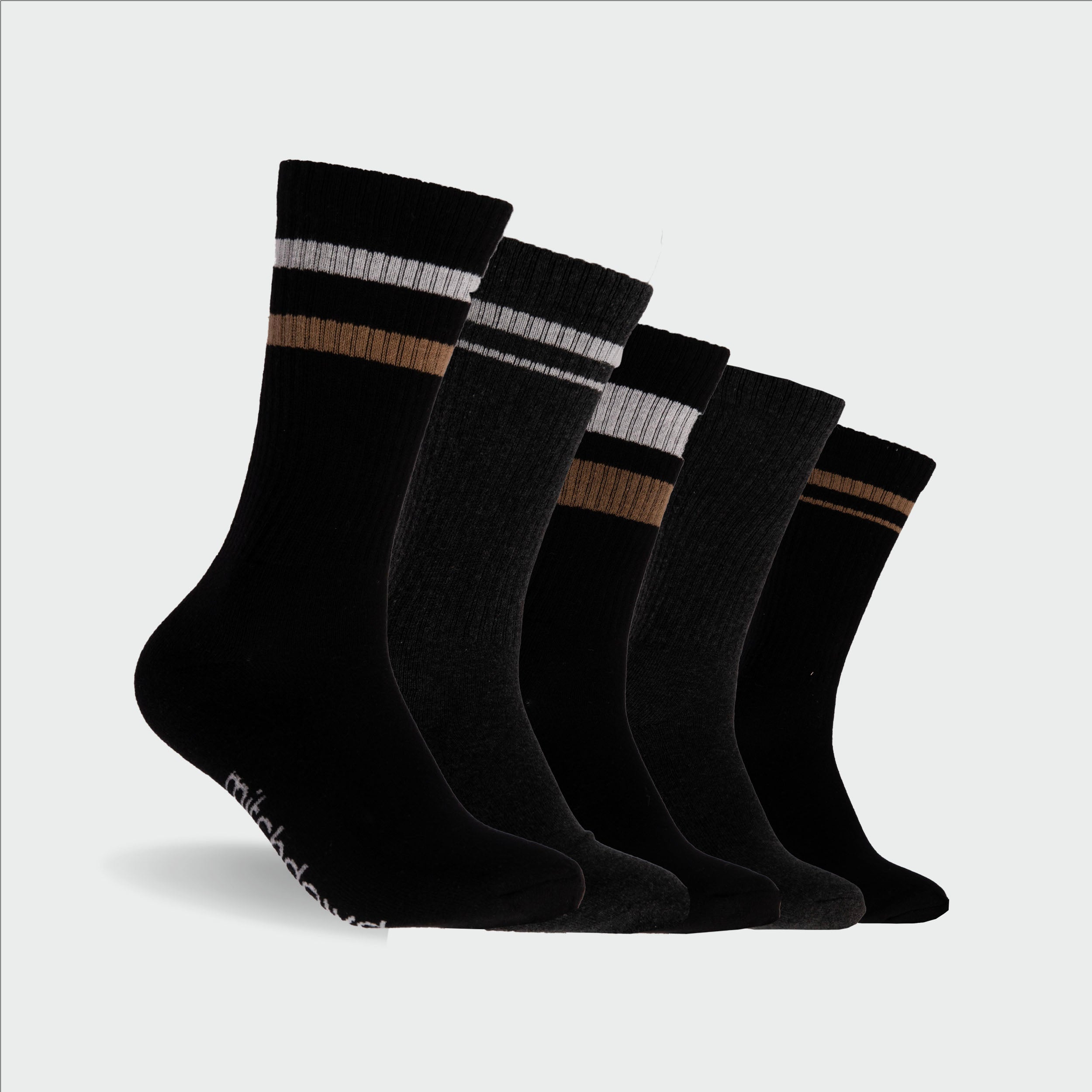 Men's Sport Crew Socks 5 Pack - Black Assorted - Image 1