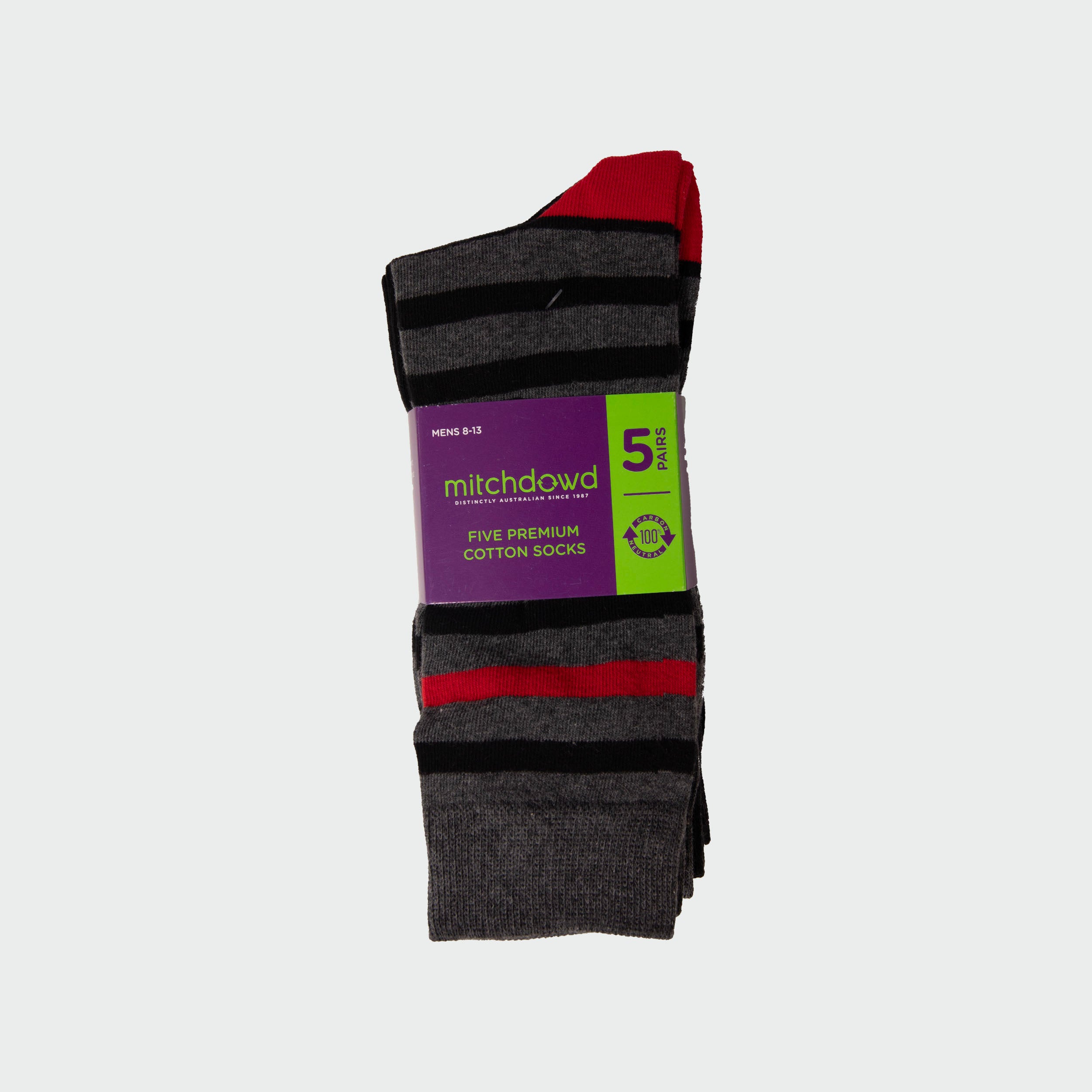 Men's Fashion Cotton Crew Sock 5-Pack - Black - Image 7