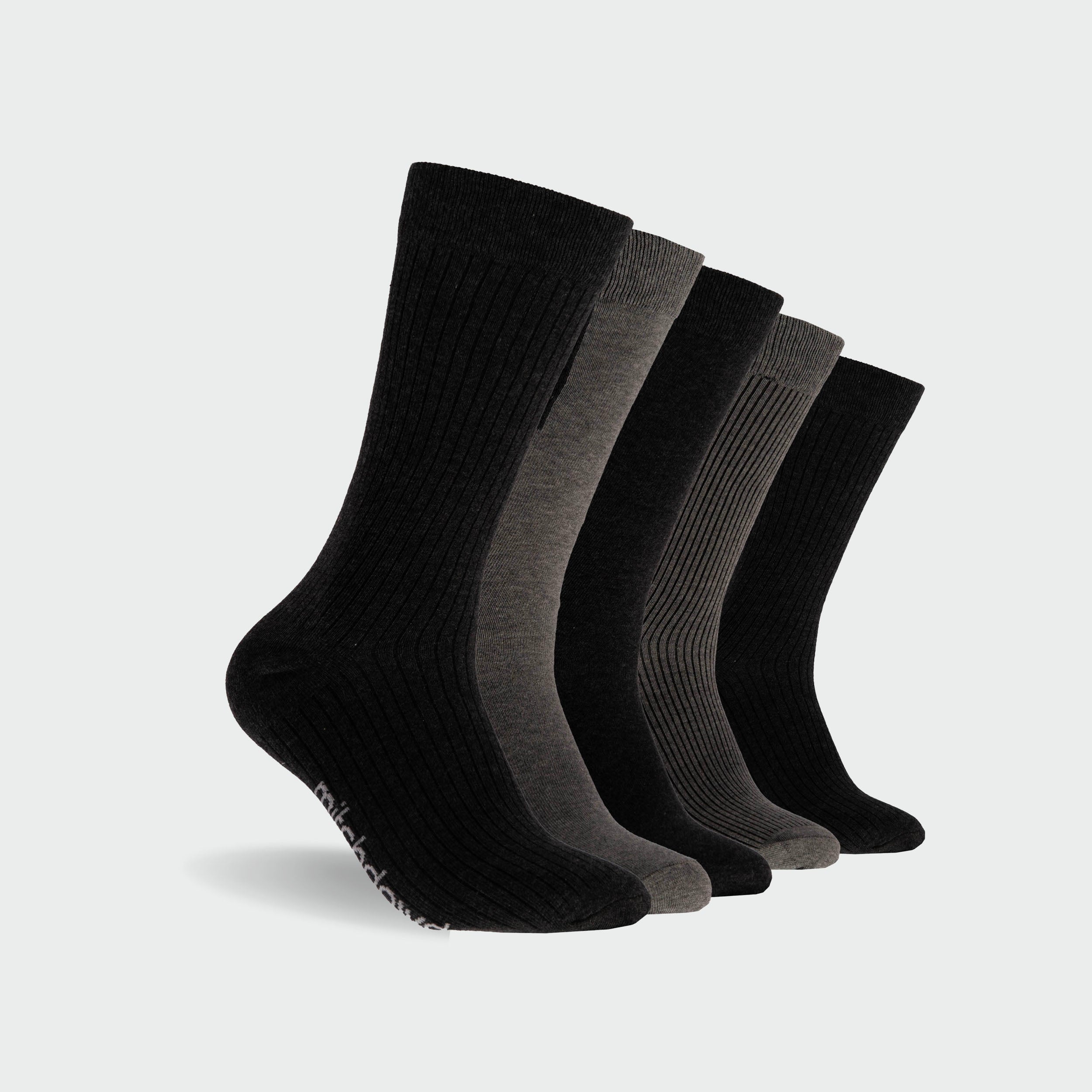 Men's Plain Cotton Crew Sock 5 Pack - Black - Image 1