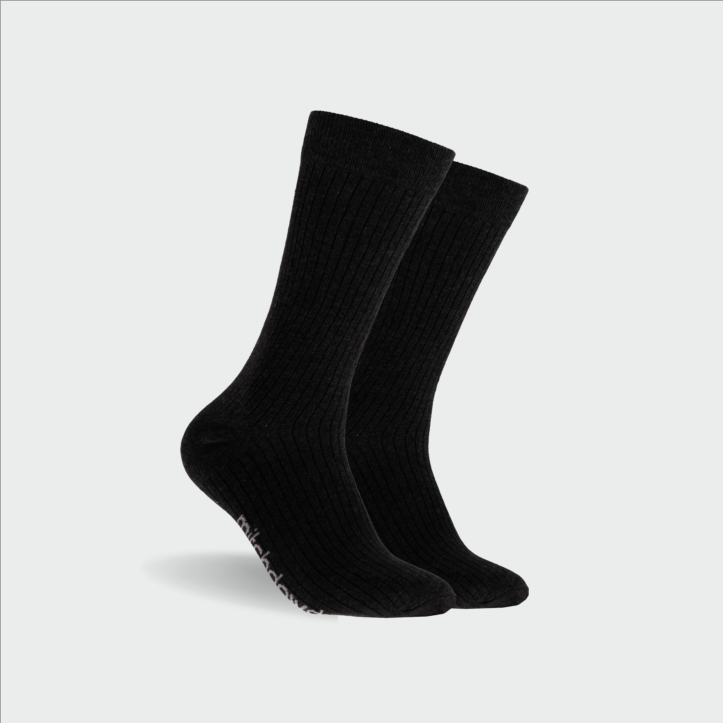 Men's Plain Cotton Crew Sock 5 Pack - Black - Image 2