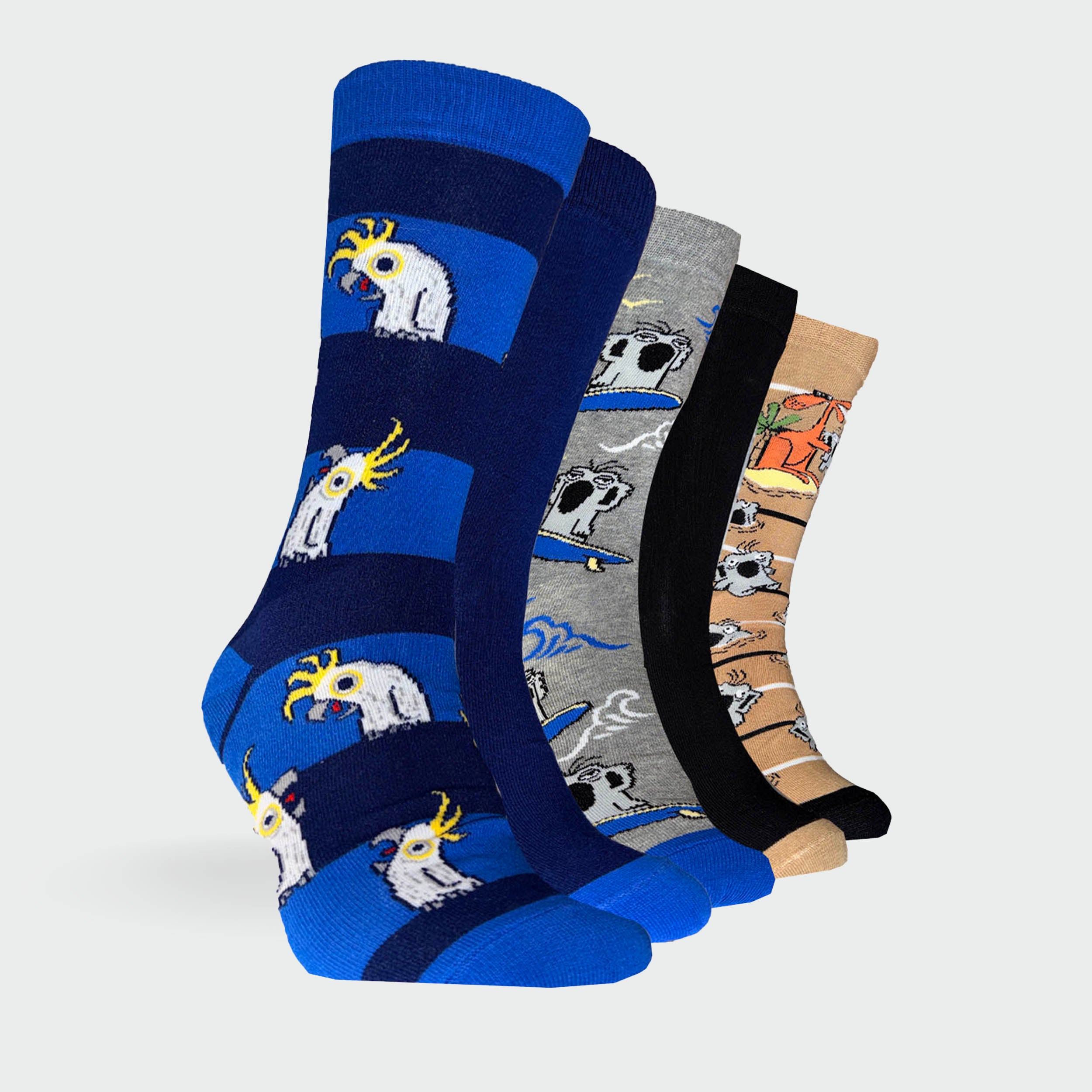 Mitchdowd Men’s Aussie Animals Socks 5 Pack – Crew Length