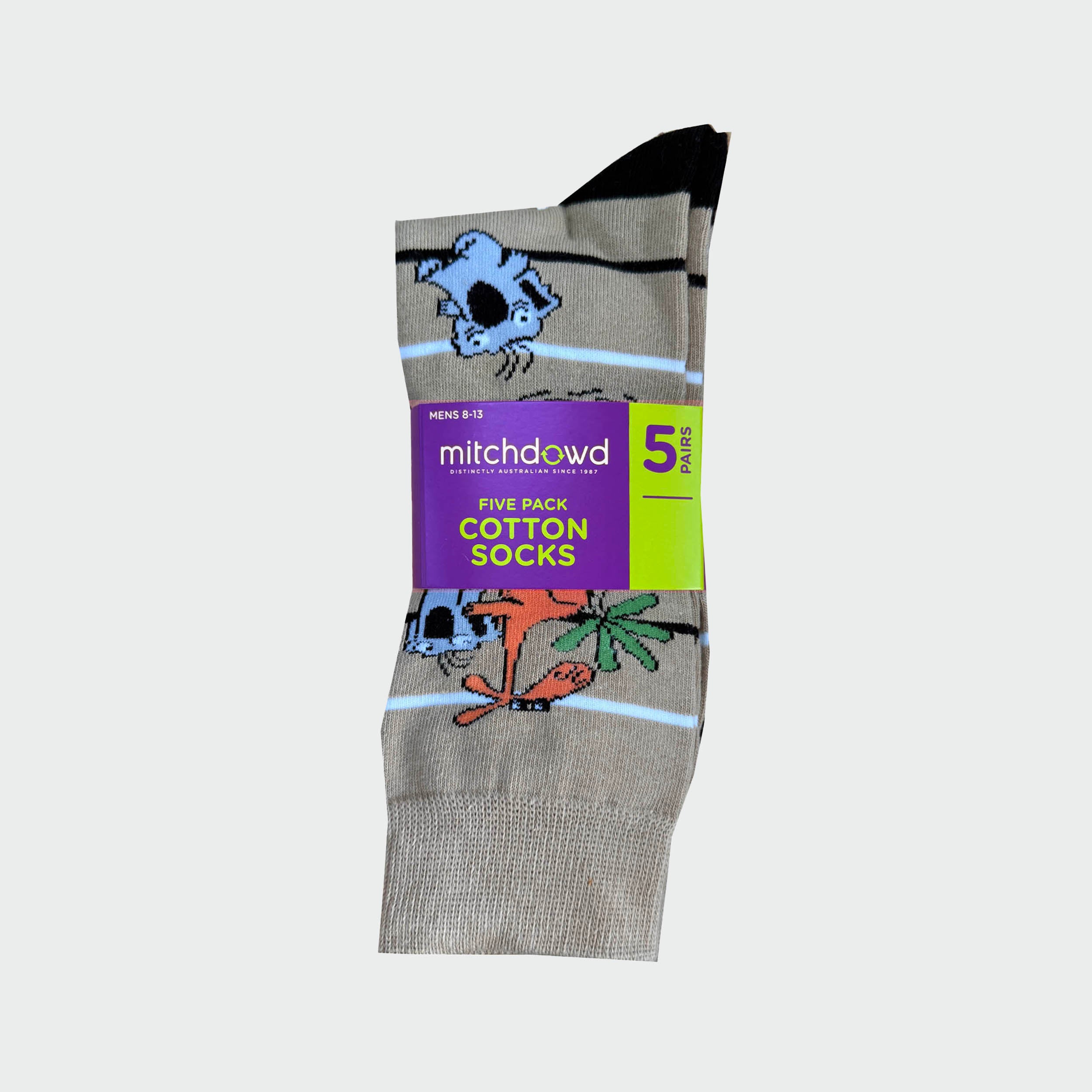 Mitchdowd Men’s Aussie Animals Socks 5 Pack – Crew Length