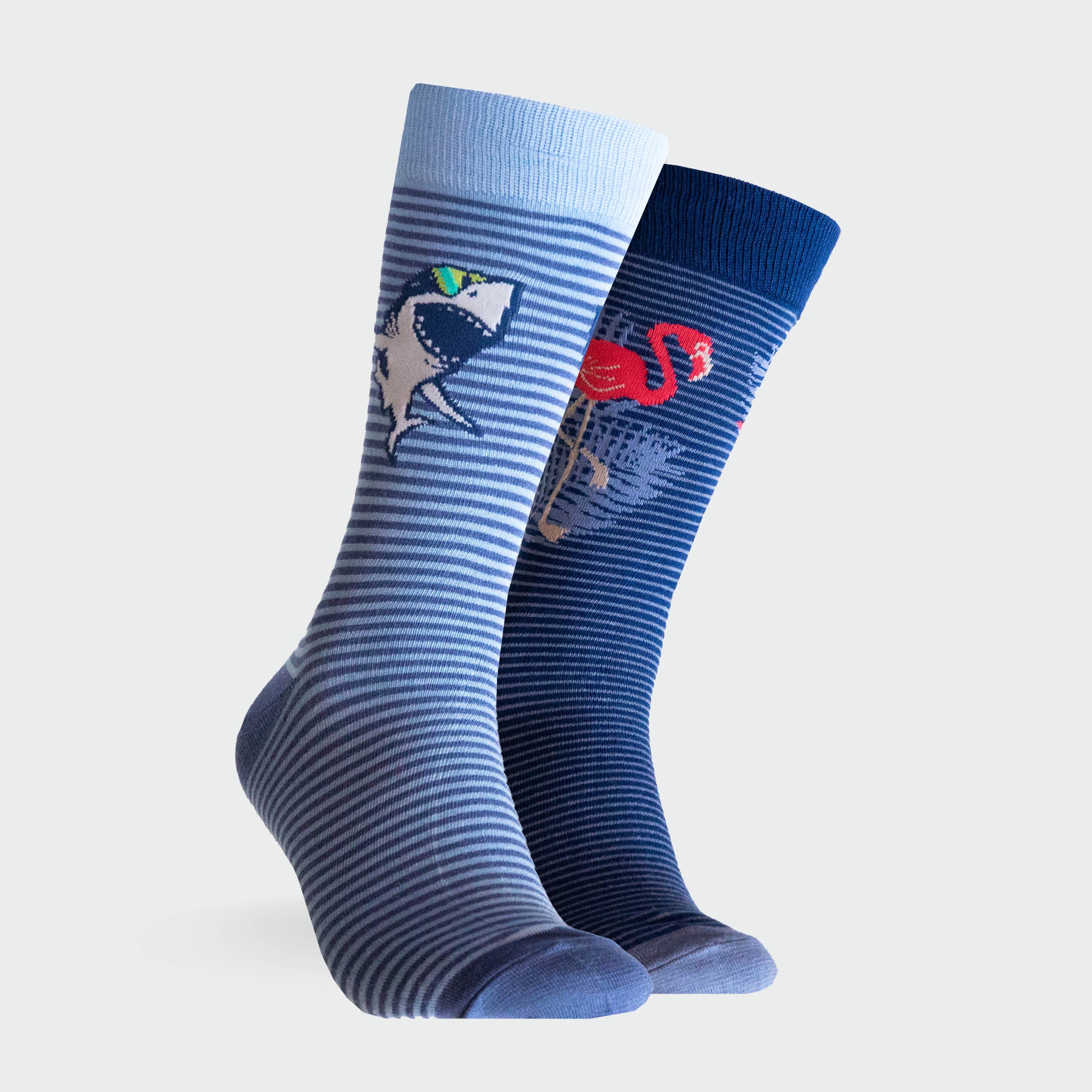 Men's Stripe Flamingo Bamboo Crew Socks 2-Pack