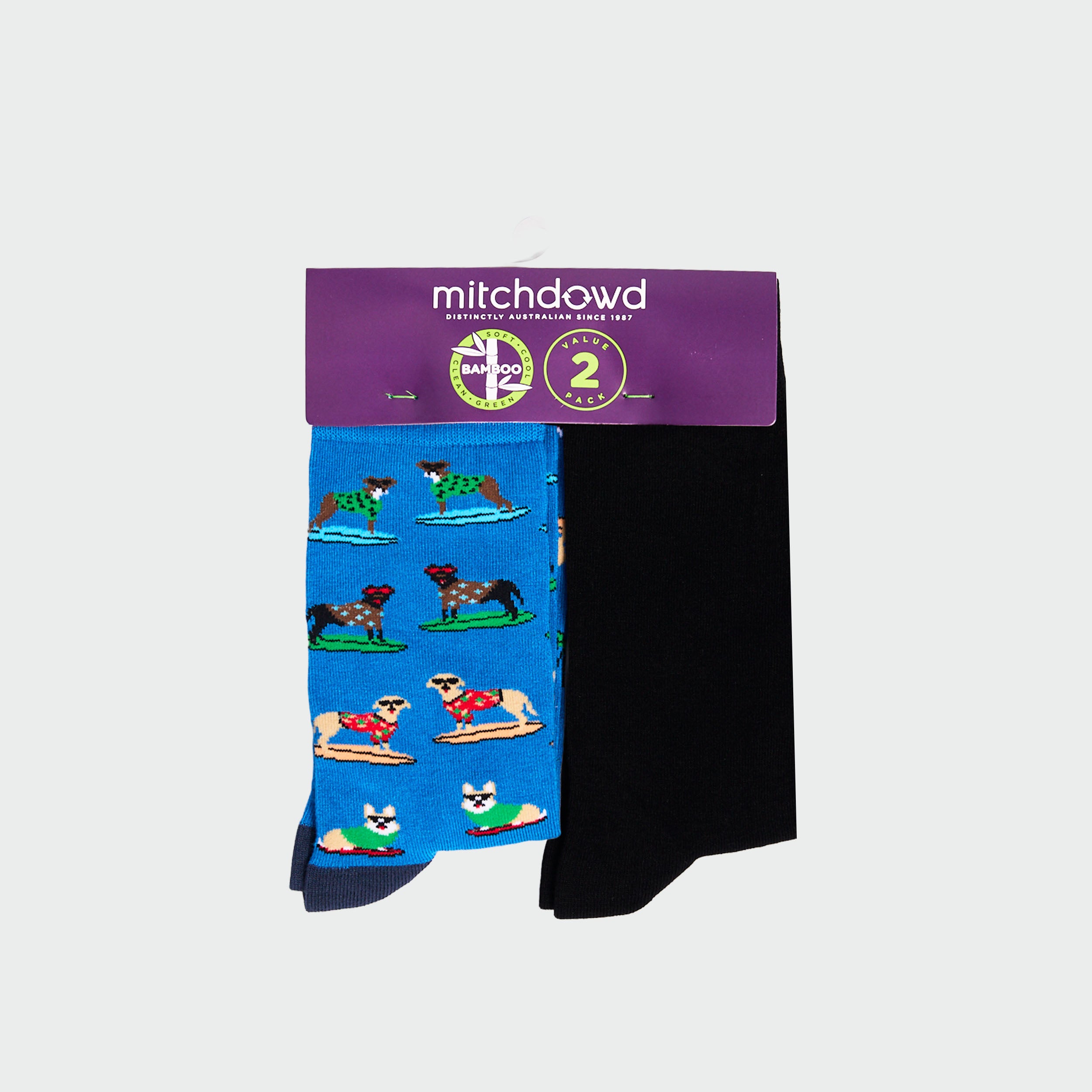 Mitchdowd Men’s Dog Surf Bamboo Socks 2 Pack