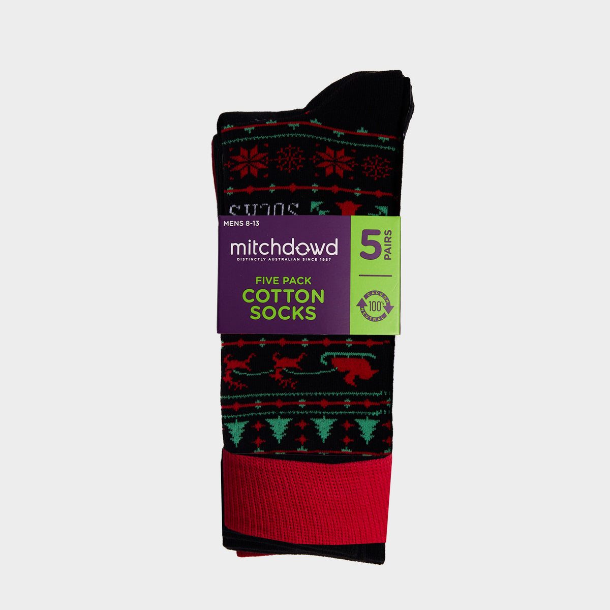 Mitchdowd Men's Christmas Cheer Cotton Socks 5 Pack