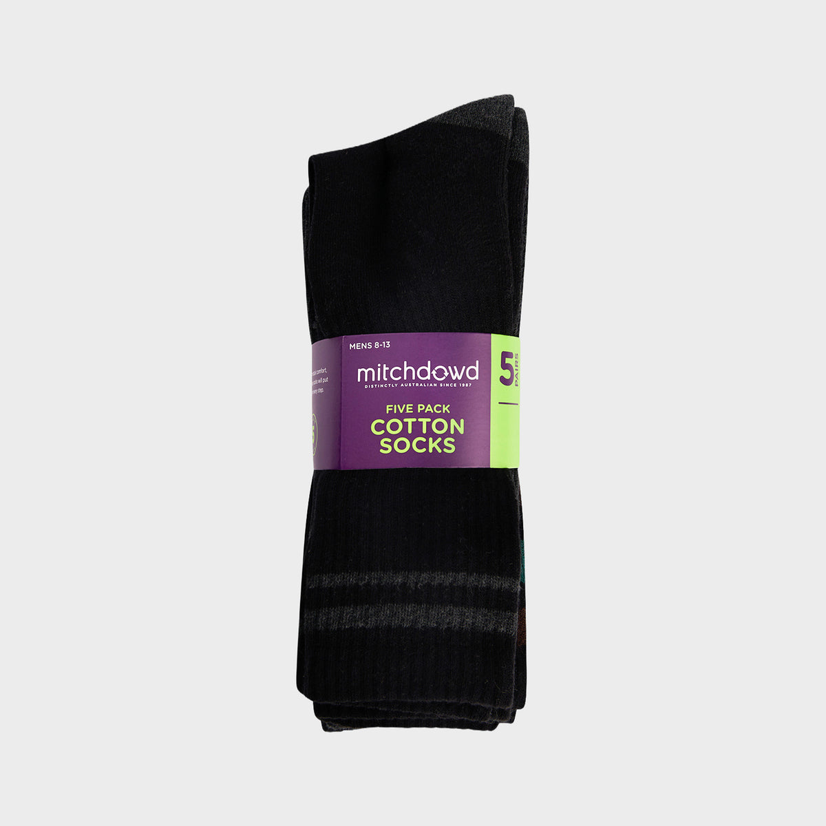 Mitchdowd Men's Casual Rib Cotton Socks 5 Pack