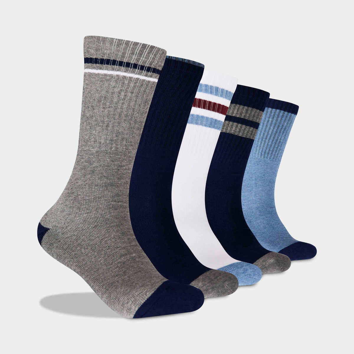 Mitchdowd Men's Casual Rib Cotton Socks 5 Pack