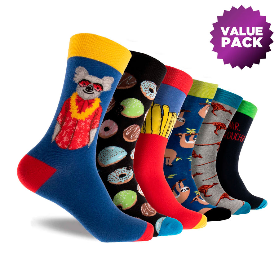 Men’s Cotton Crew Socks Value 6 Pack – Assorted - Image #1