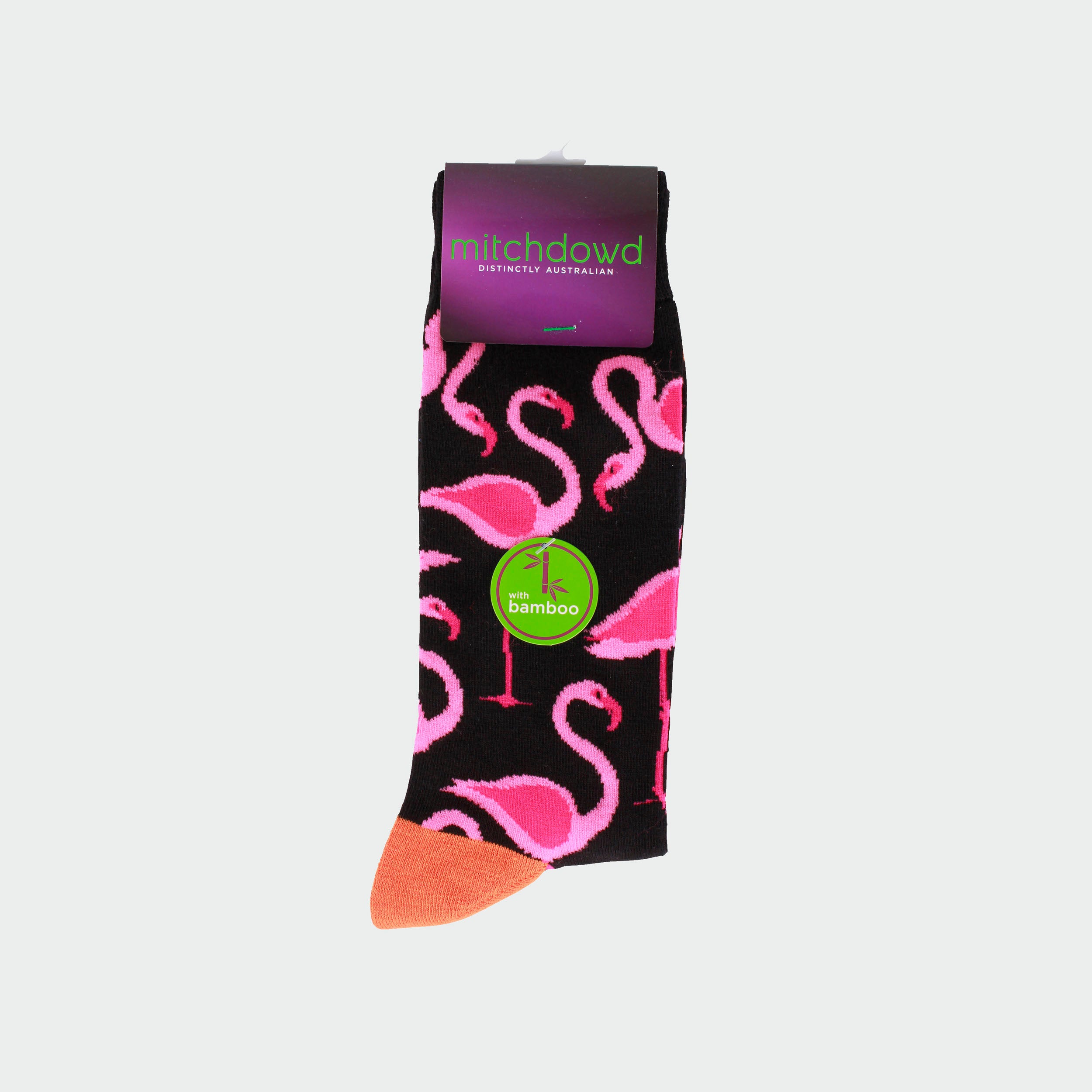 Men's Flamingo Bamboo Socks - Black - Image 2