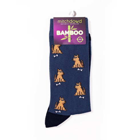 Men's Cool Dog Bamboo Crew Socks - Denim