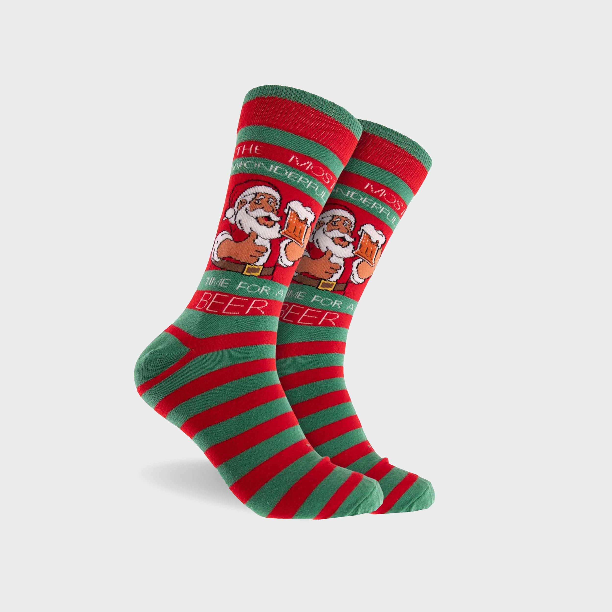 Men's Wonderful Christmas Cotton Crew Sock - Red & Green - Image 1