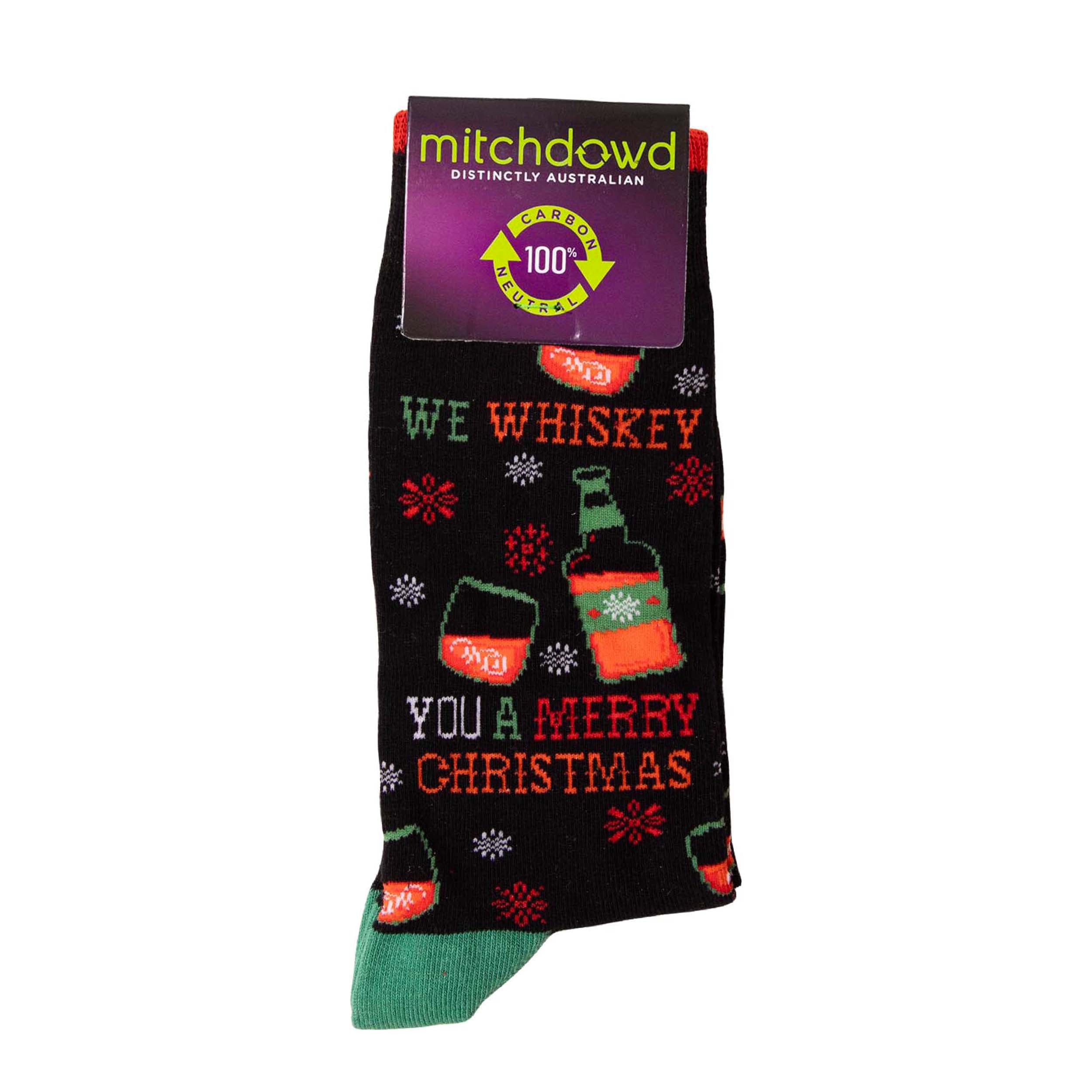 Men's Cotton Crew Socks Christmas Whiskey- Image 2