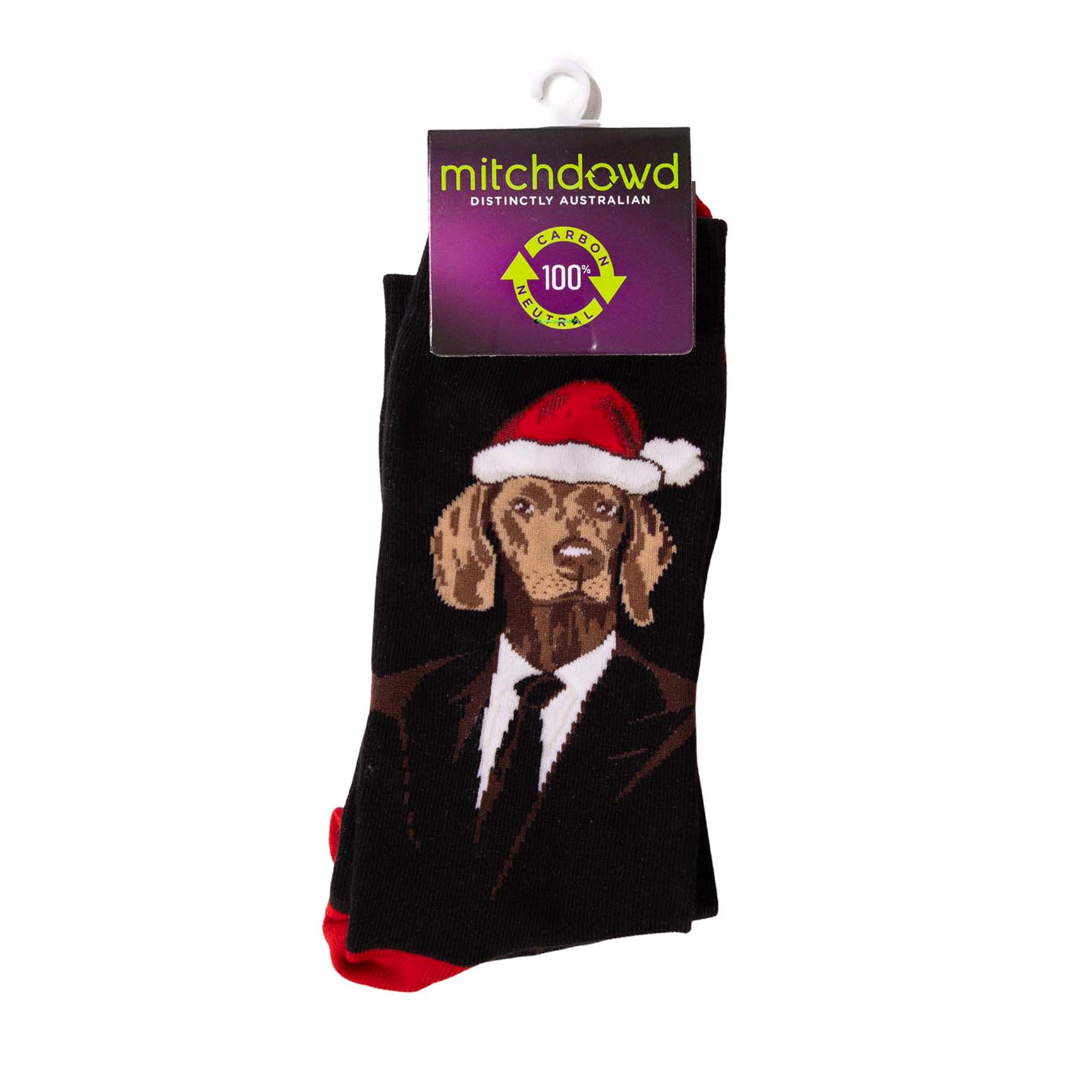 Men's Cotton Crew Socks Christmas Hound - Image 2