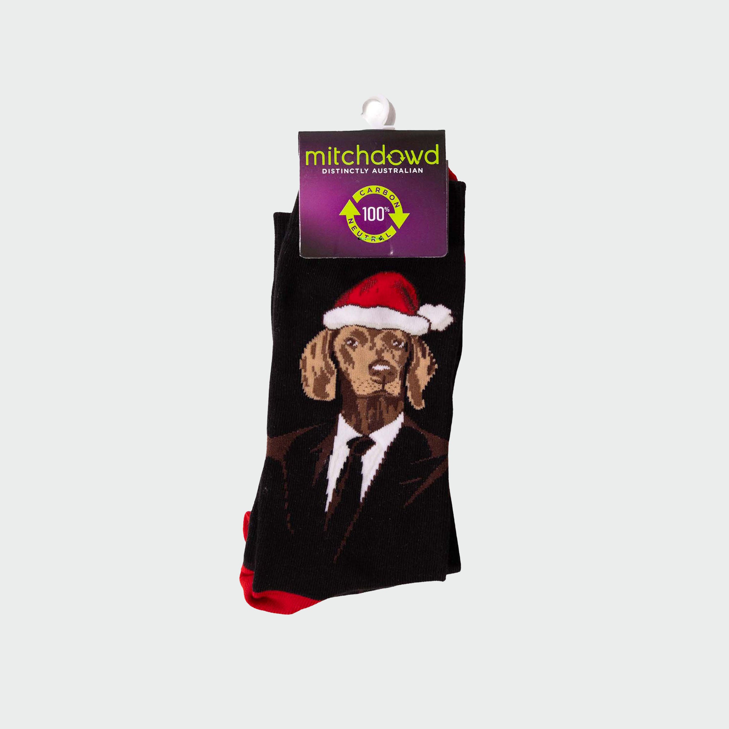 Men's Cotton Crew Socks Christmas Hound - Image 2