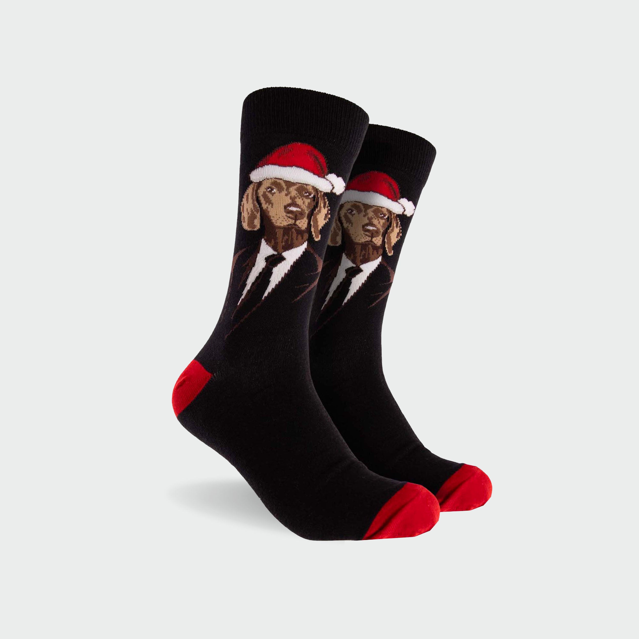 Men's Cotton Crew Socks Christmas Hound - Image 1