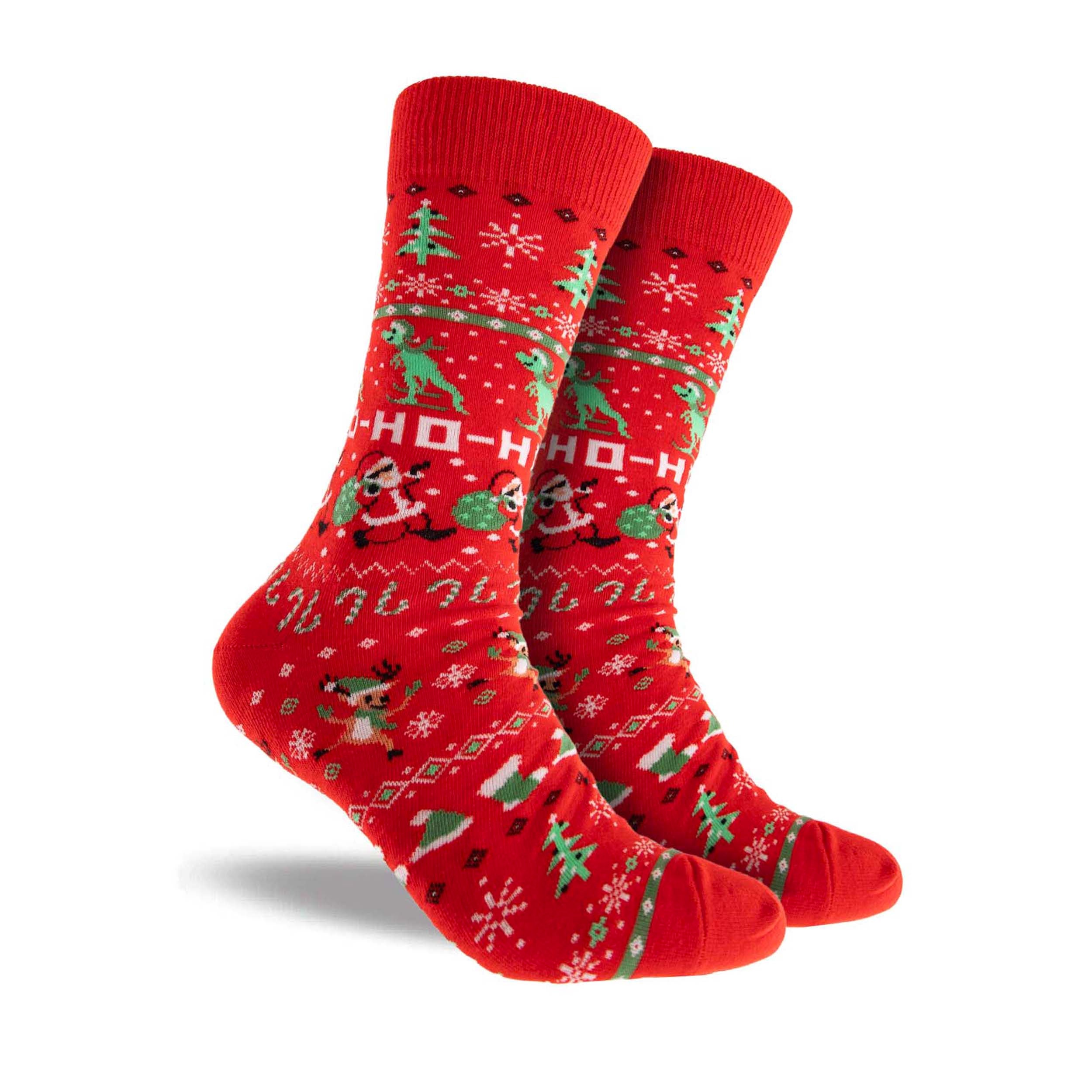 Men's Loud Christmas Cotton Crew Socks - Red - Image 1