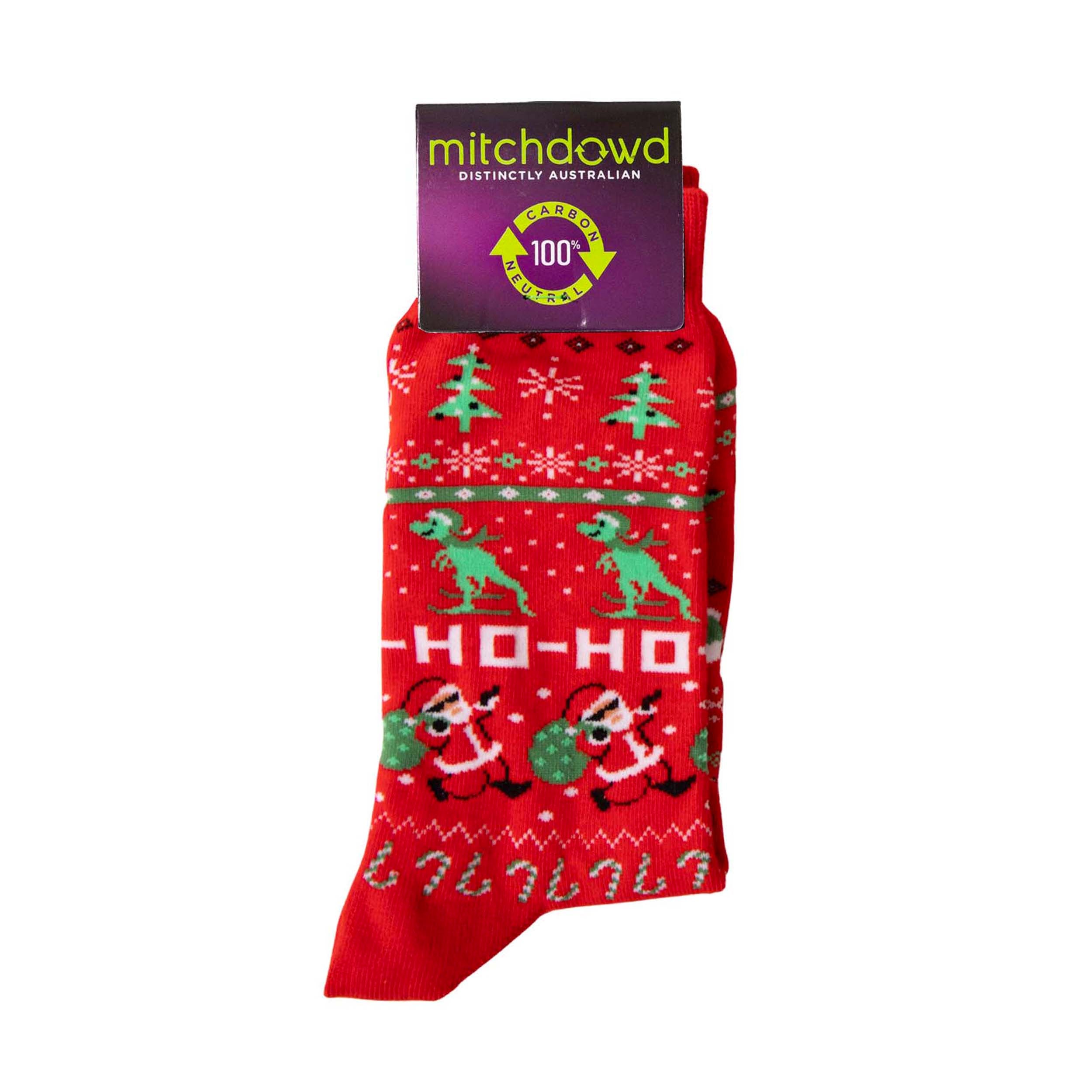 Men's Loud Christmas Cotton Crew Socks - Red - Image 2