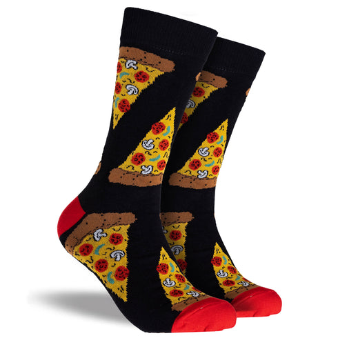 Men's Pizza Box Cotton Crew Socks Gift Box - Black