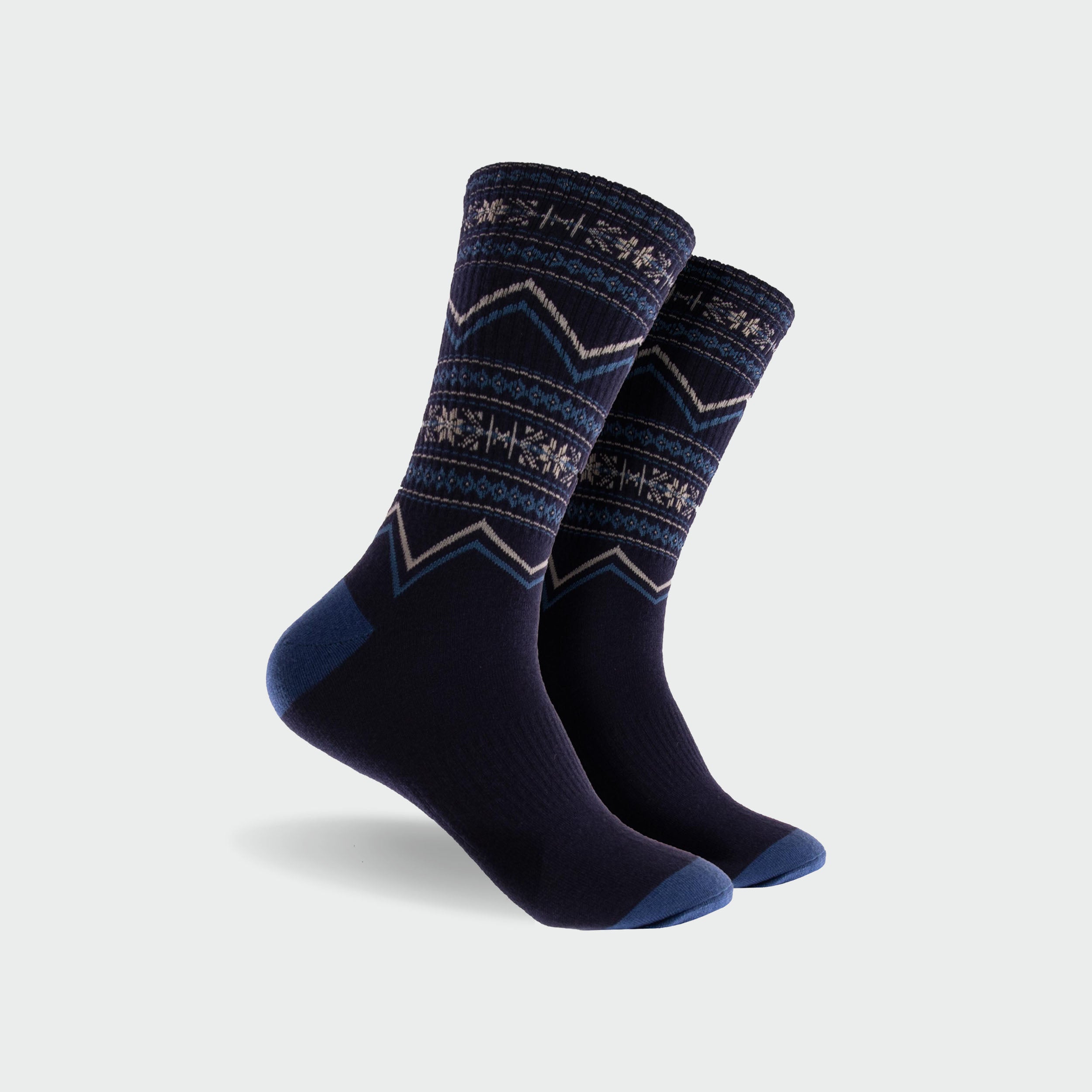 Men's Fairisle Wool Crew Socks - Navy - Image 1