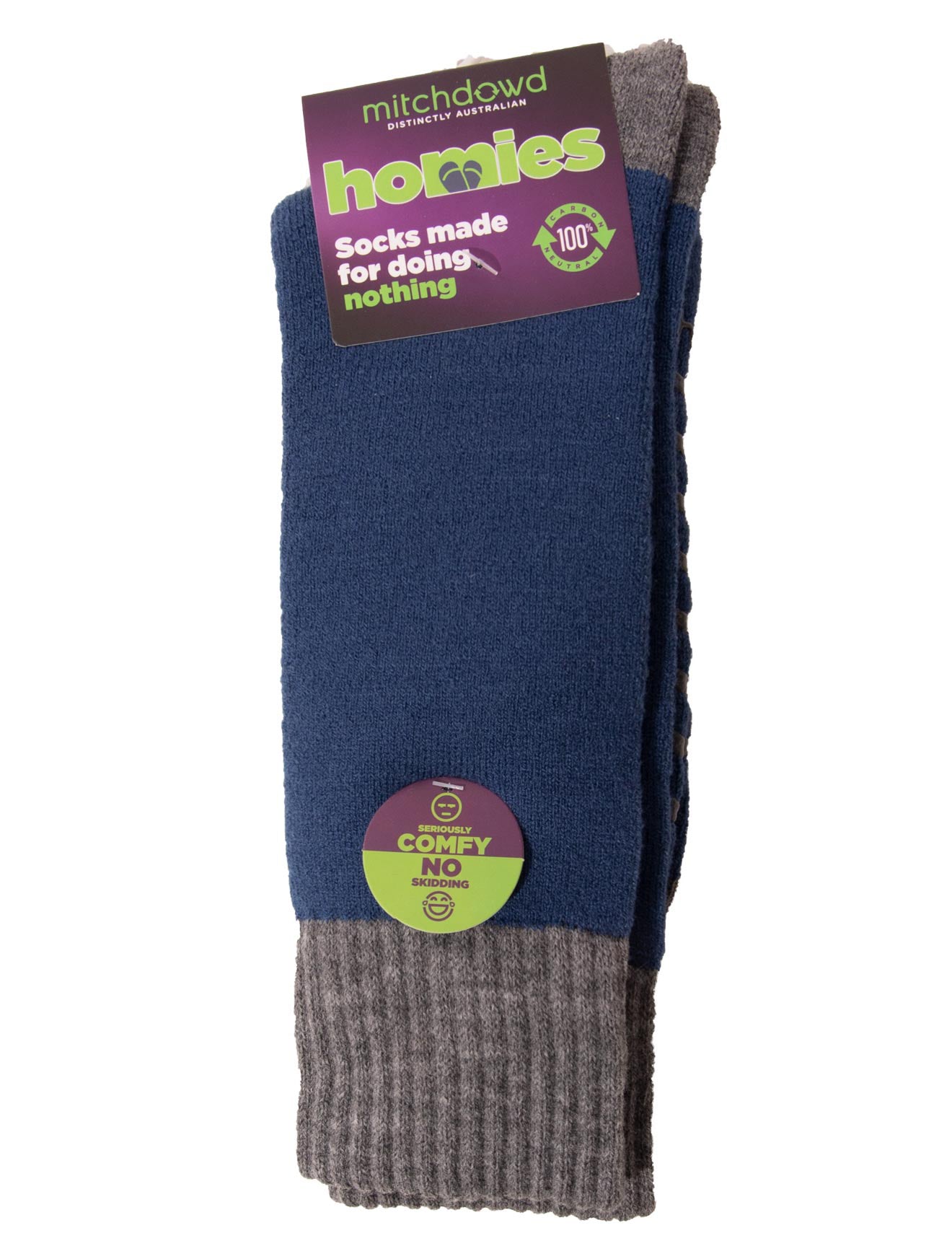 Men's Lux Colour Block Wool Crew Home Sock - Blue - Image 2