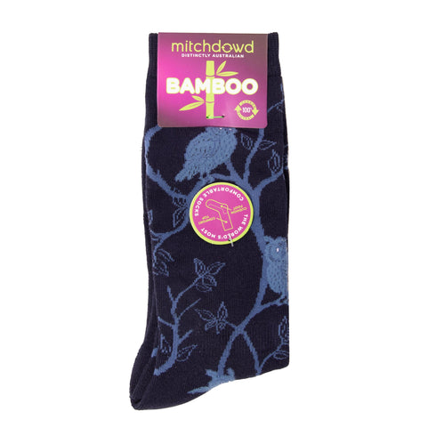Men's Owl Bamboo Comfort Crew Socks - Navy