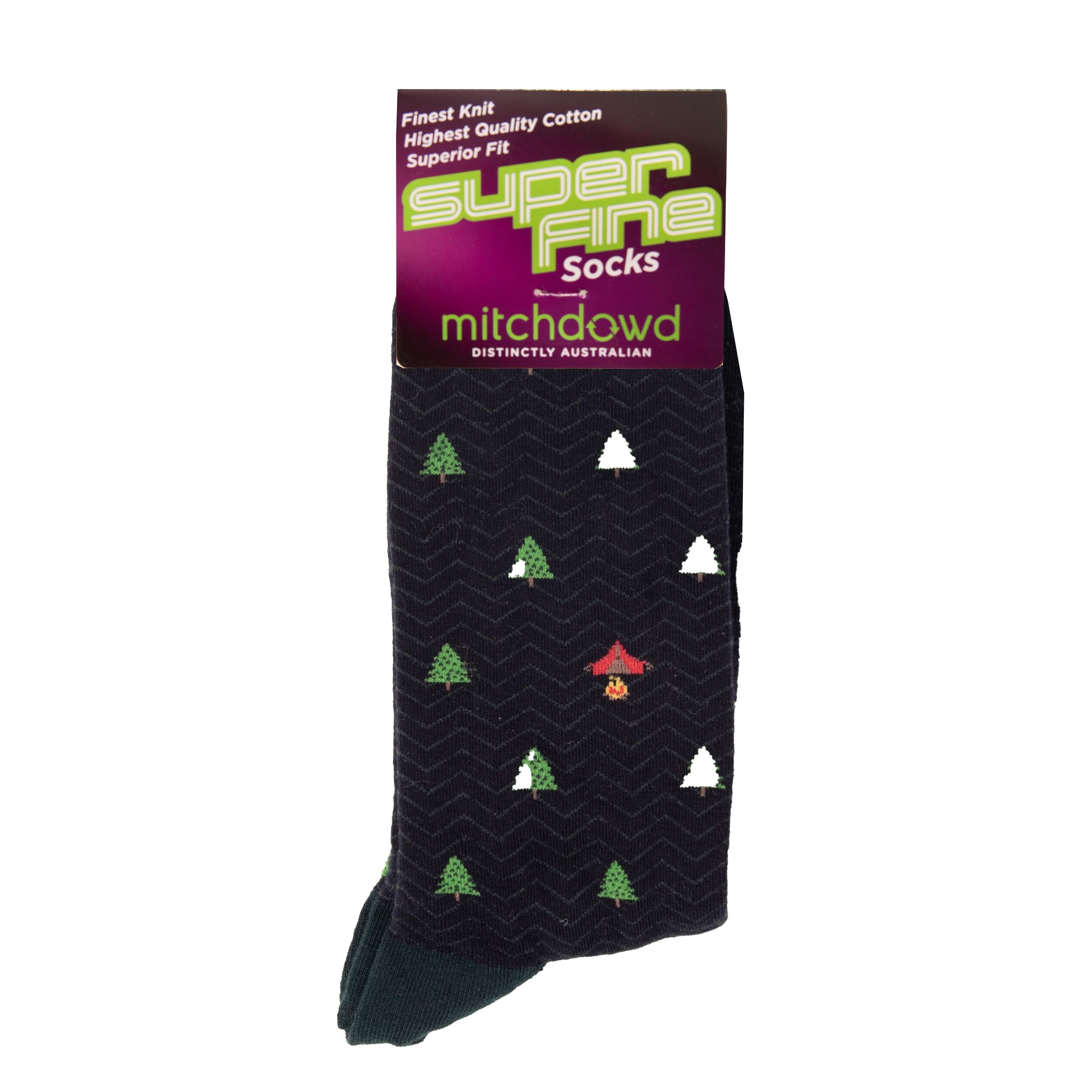 Men's Pines Super Fine Cotton Crew Socks - Navy - Image 2