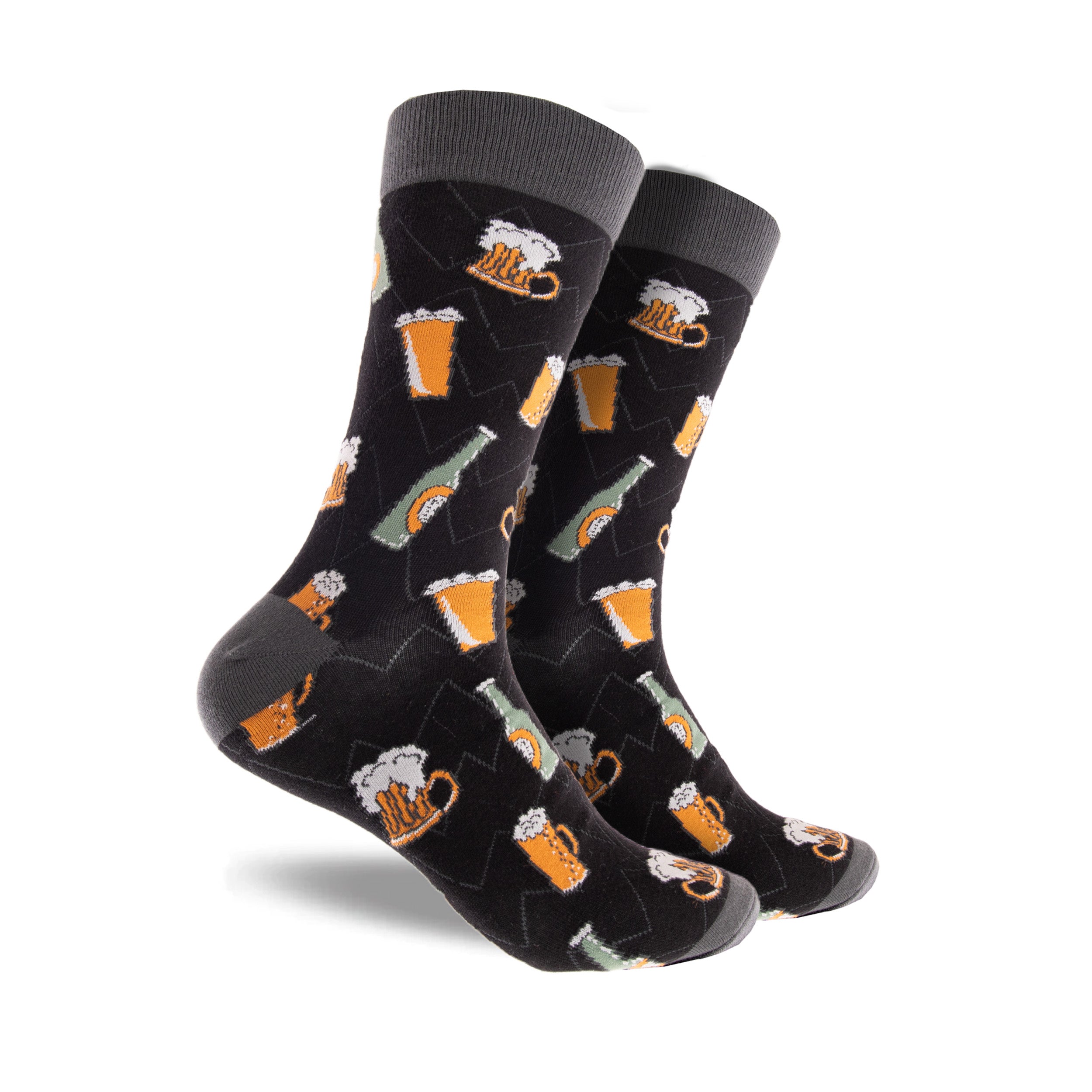 Men's Beers Super Fine Cotton Crew Socks - Black - Image 1